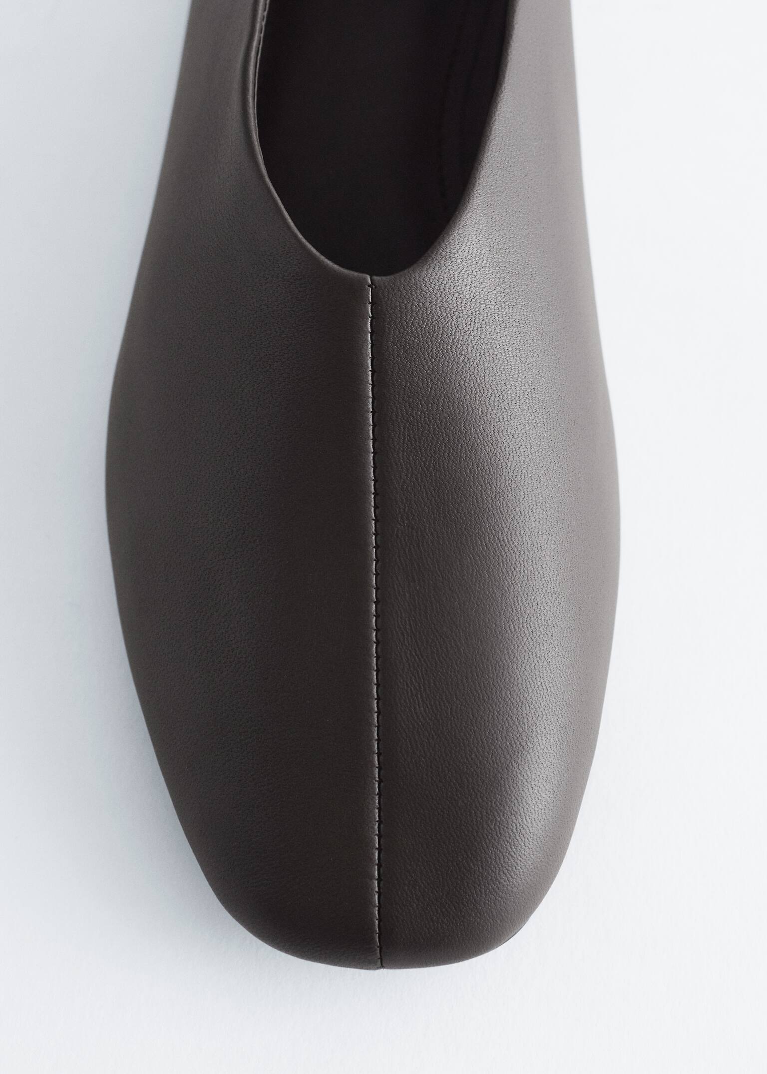 Kožené baleríny - Tmavohnedá/Čierna - 3