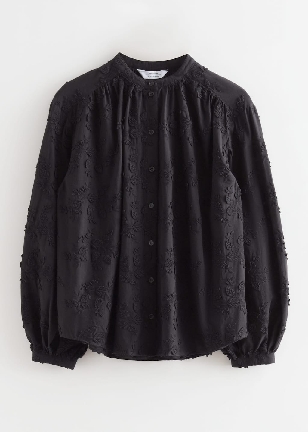 Voluminous Floral-Appliqué Blouse - Black - Still Life
