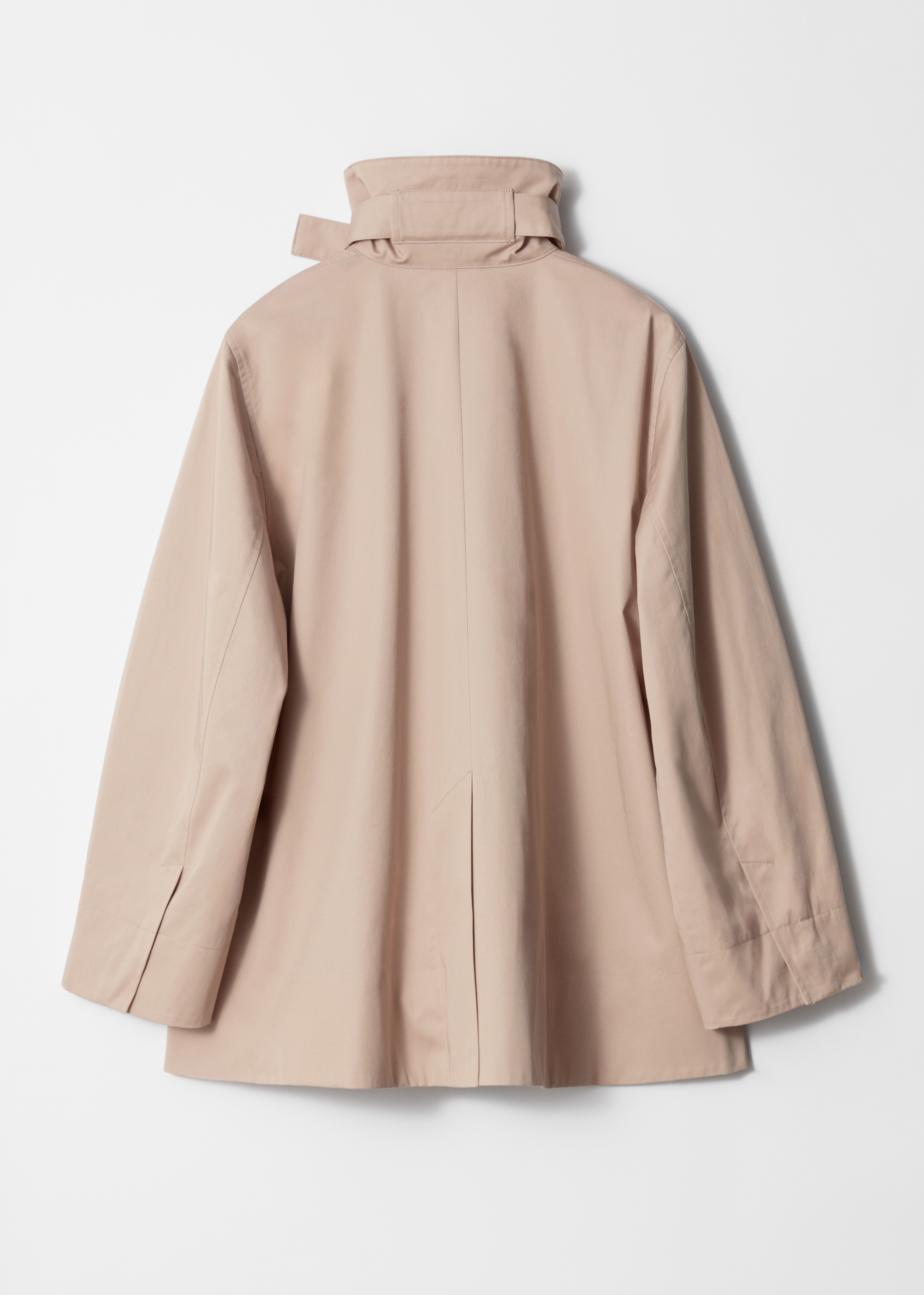 Jachetă cu guler înalt în formă de A - Bej/Verde kaki/Albastru Închis