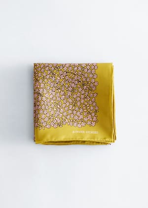 Mosterdgeel/bloemenprint
