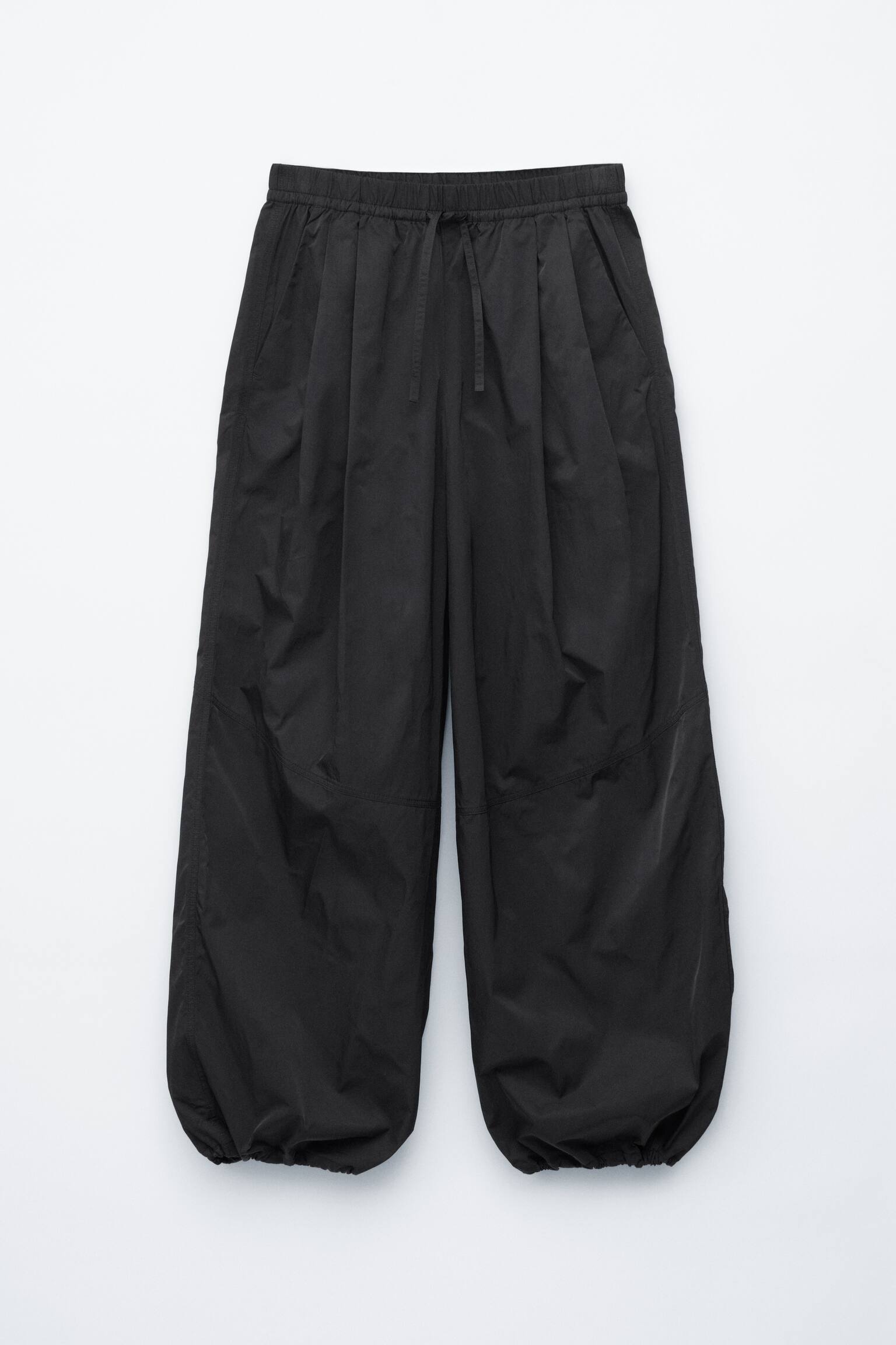 Pantaloni barrel con coulisse - Nero/Marrone scuro - 2
