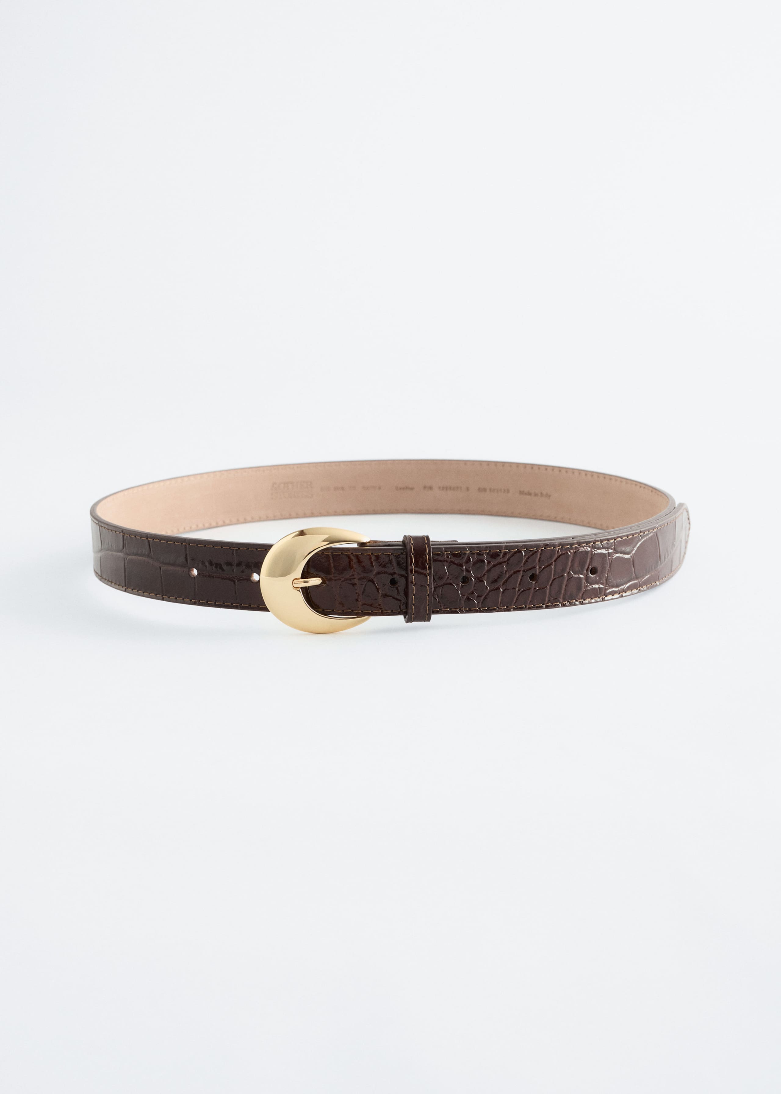Image of Crescent-Buckle Leather Belt