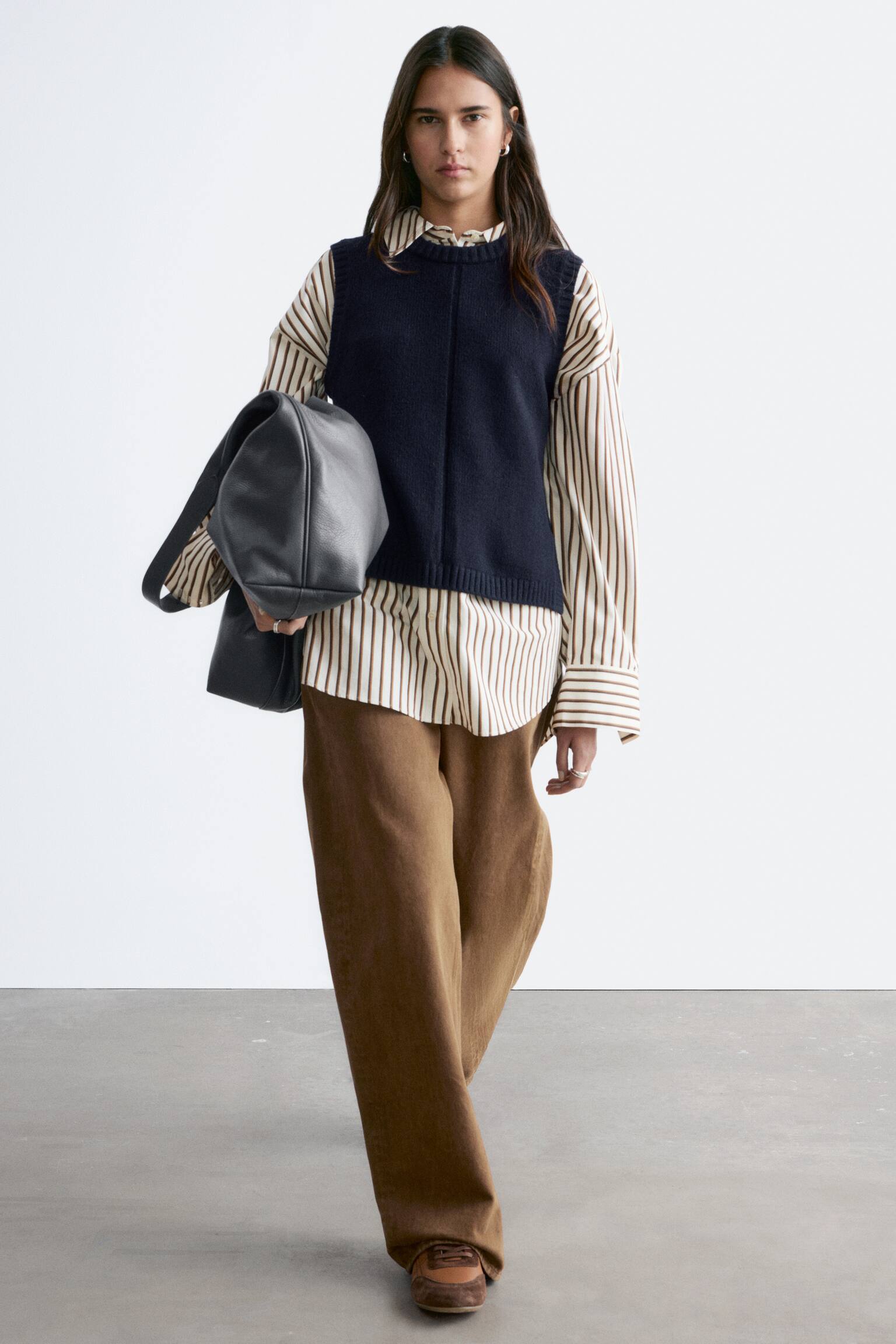 Knitted Sweater Vest - Navy Blue/אפור כהה - 6