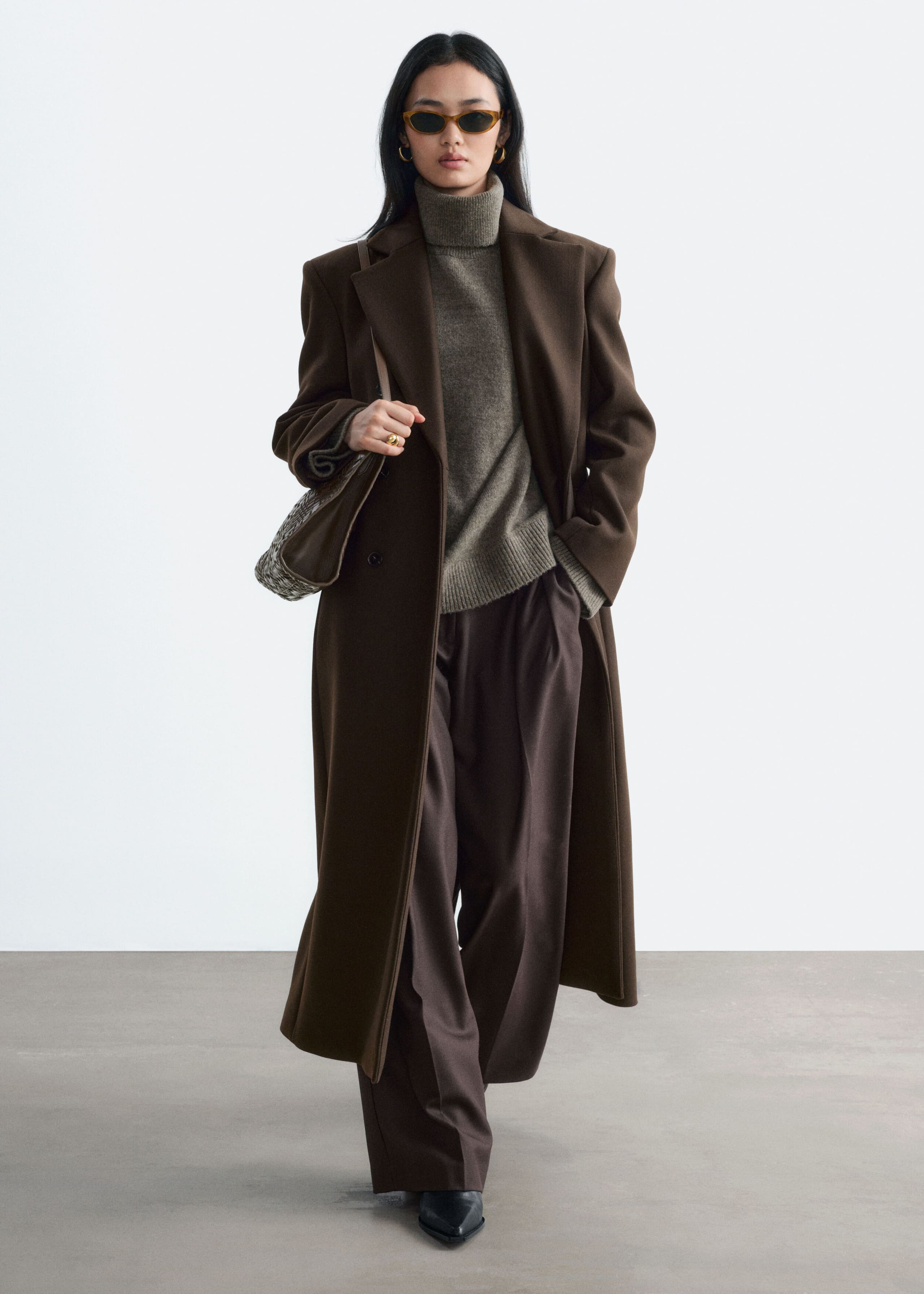 Long Wool Coat - Zwart - Lookbook