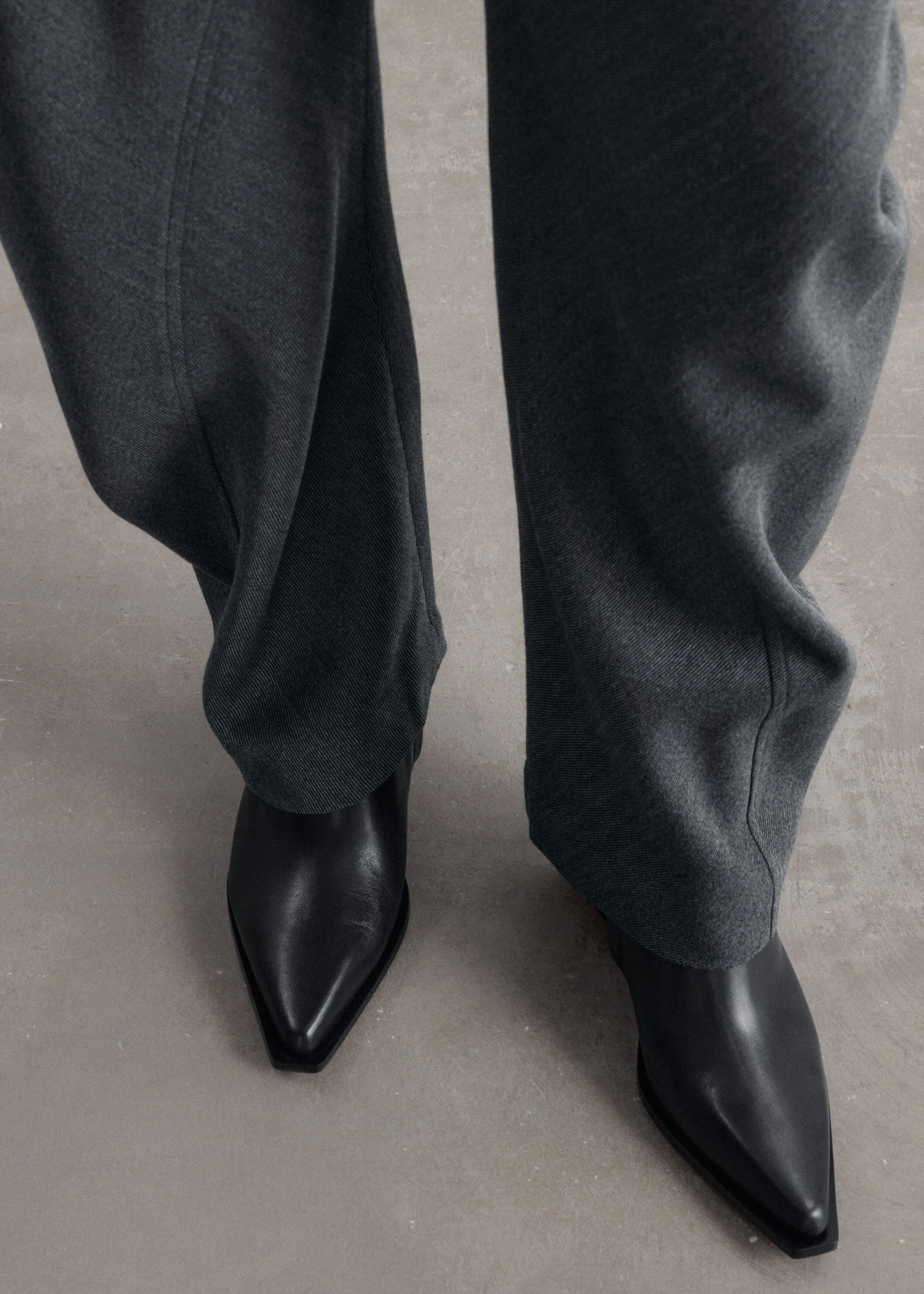 Twisted Seam Wool Trousers - Dark Grey - Lookbook