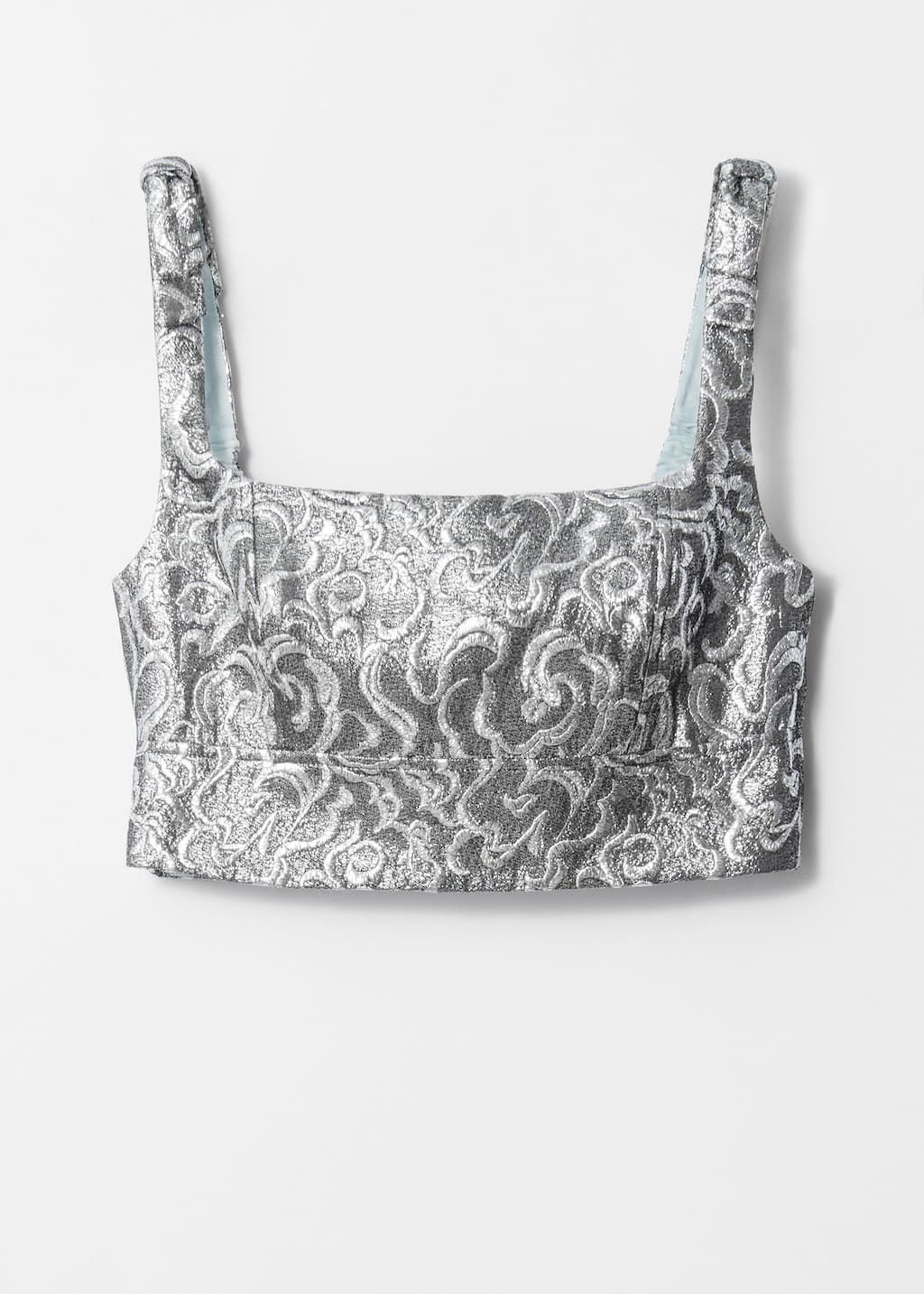 Crop top jacquard metallizzato - Argento - Natura morta