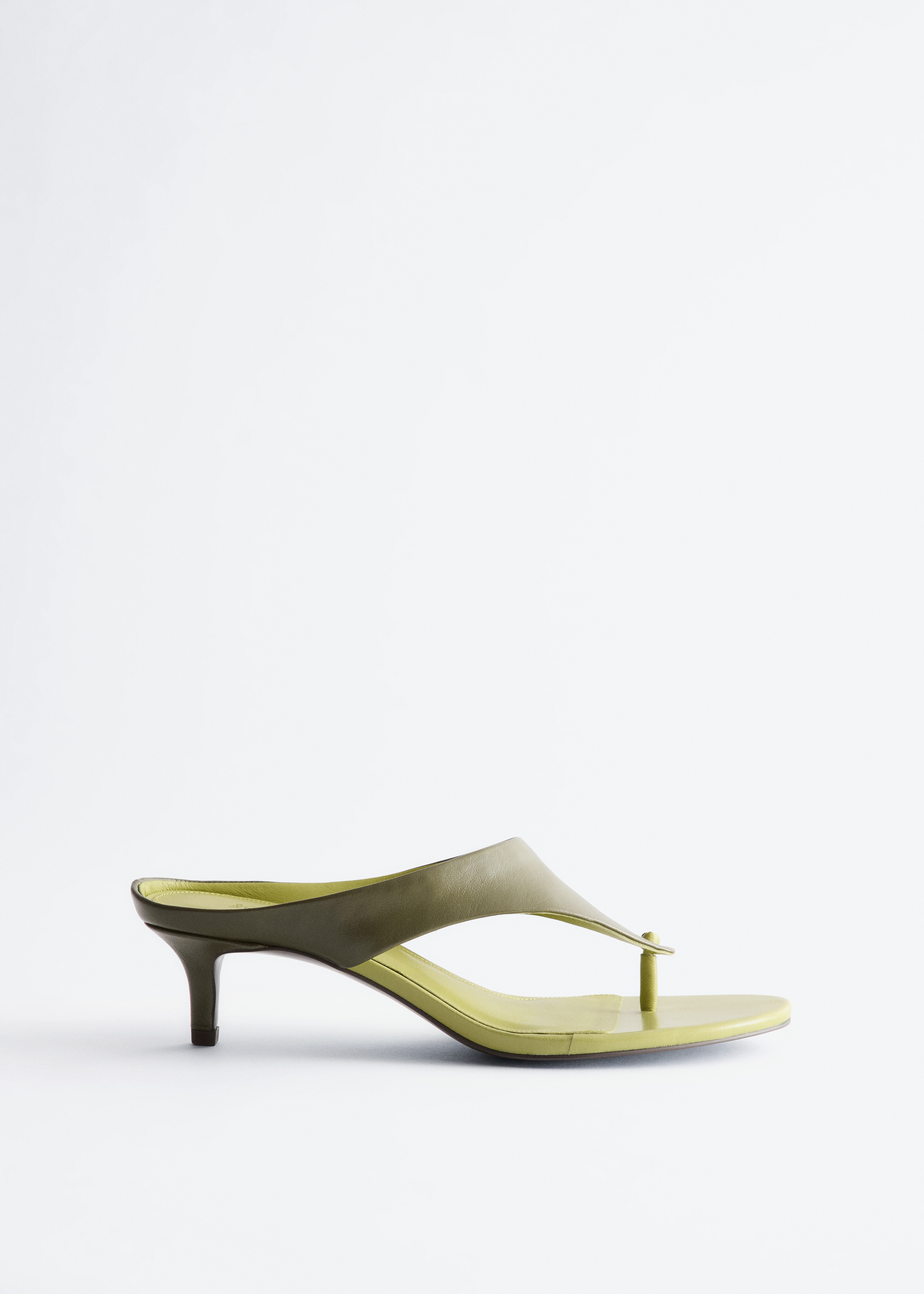 Kitten heel in pelle - Verde/Cognac