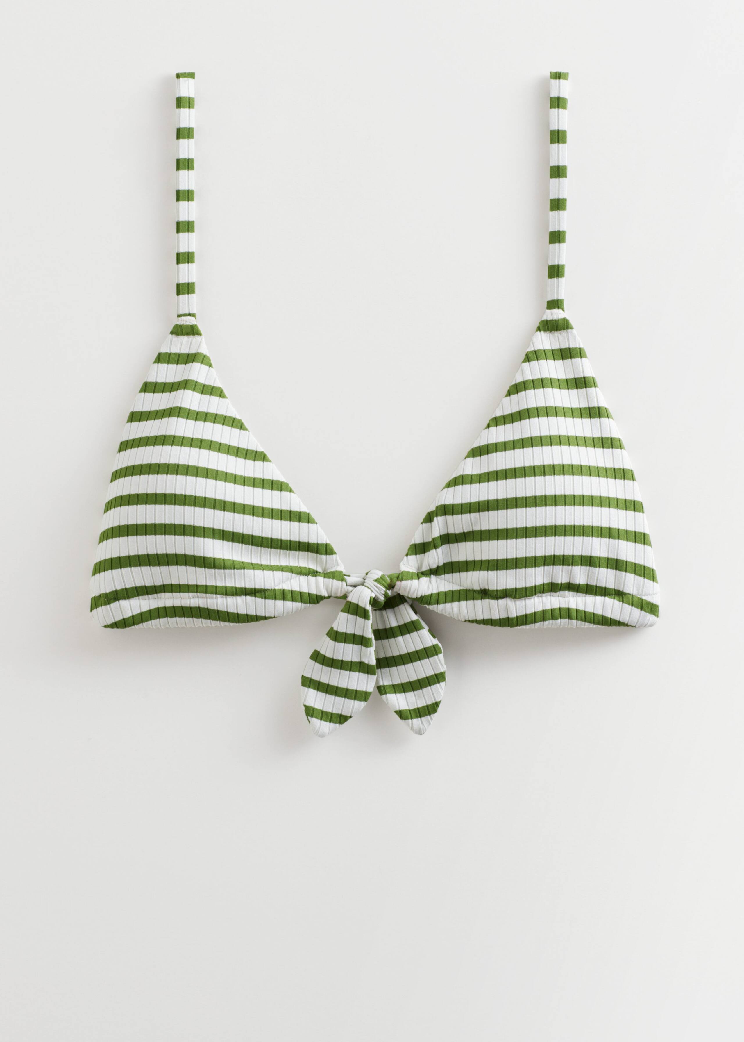 Ribbed Bow Bikini Top - Green/White Stripes - Still Life