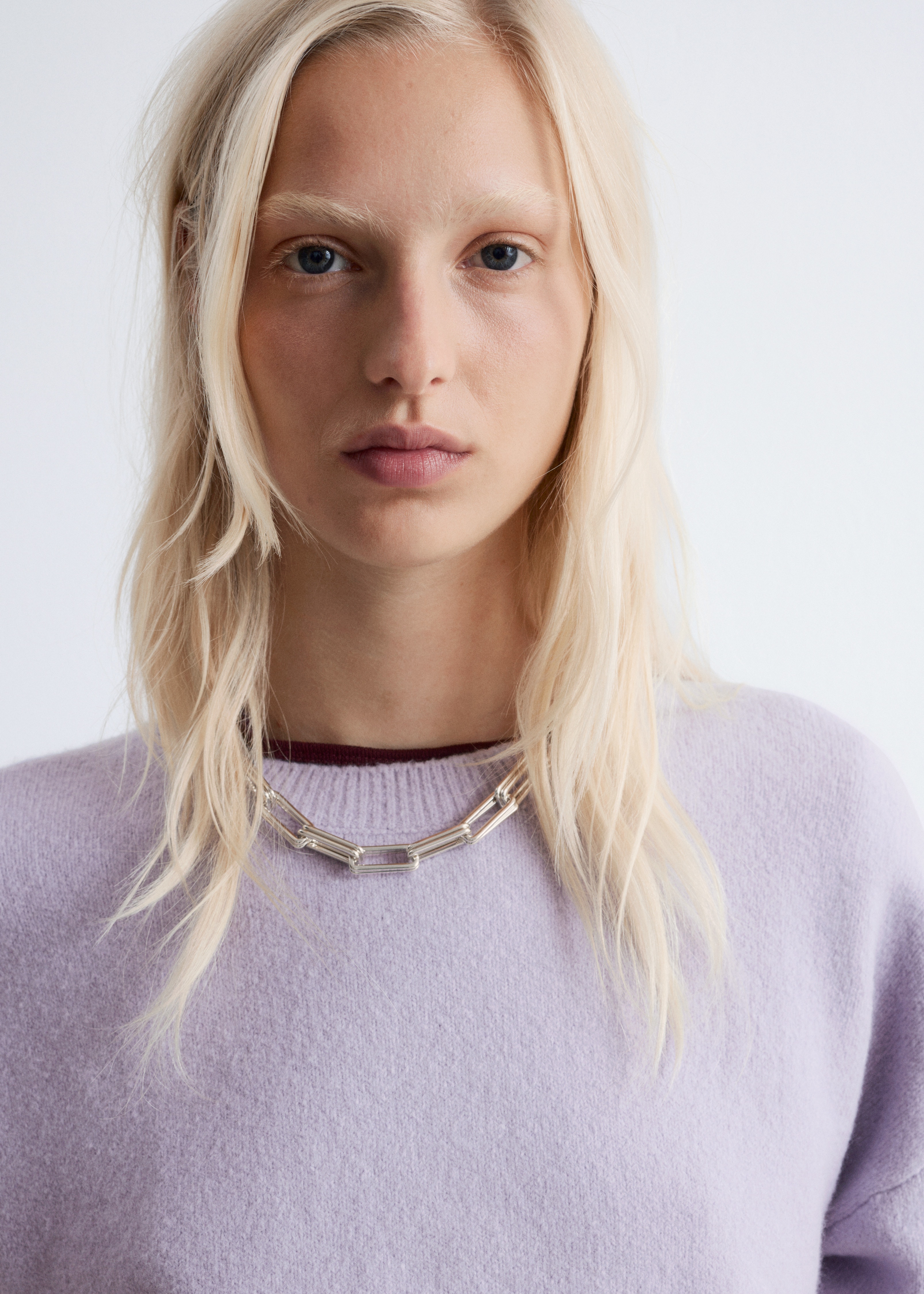 Χαλαρό πλεκτό πουλόβερ - Λιλά/Λευκό/Σκούρο Κόκκινο/Σκουρόχρωμο Ροζ/Σκούρο Καφέ/Μαύρο/Σκούρο Μπλε/Mole