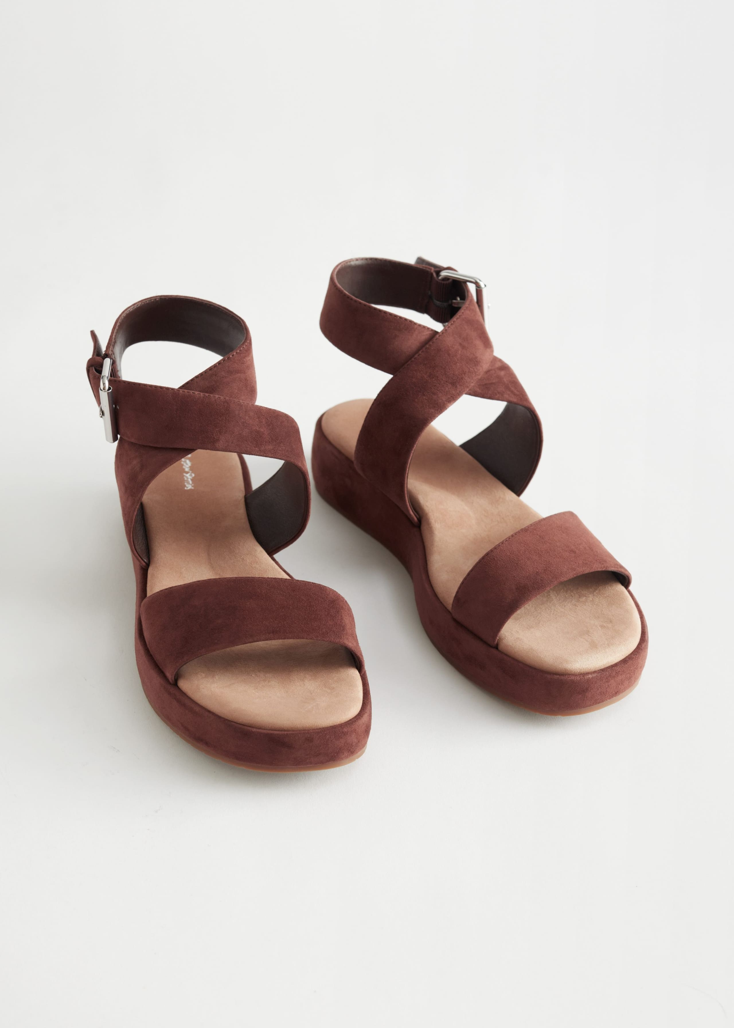 Suede Flatform Sandals - Brown - Bodegón