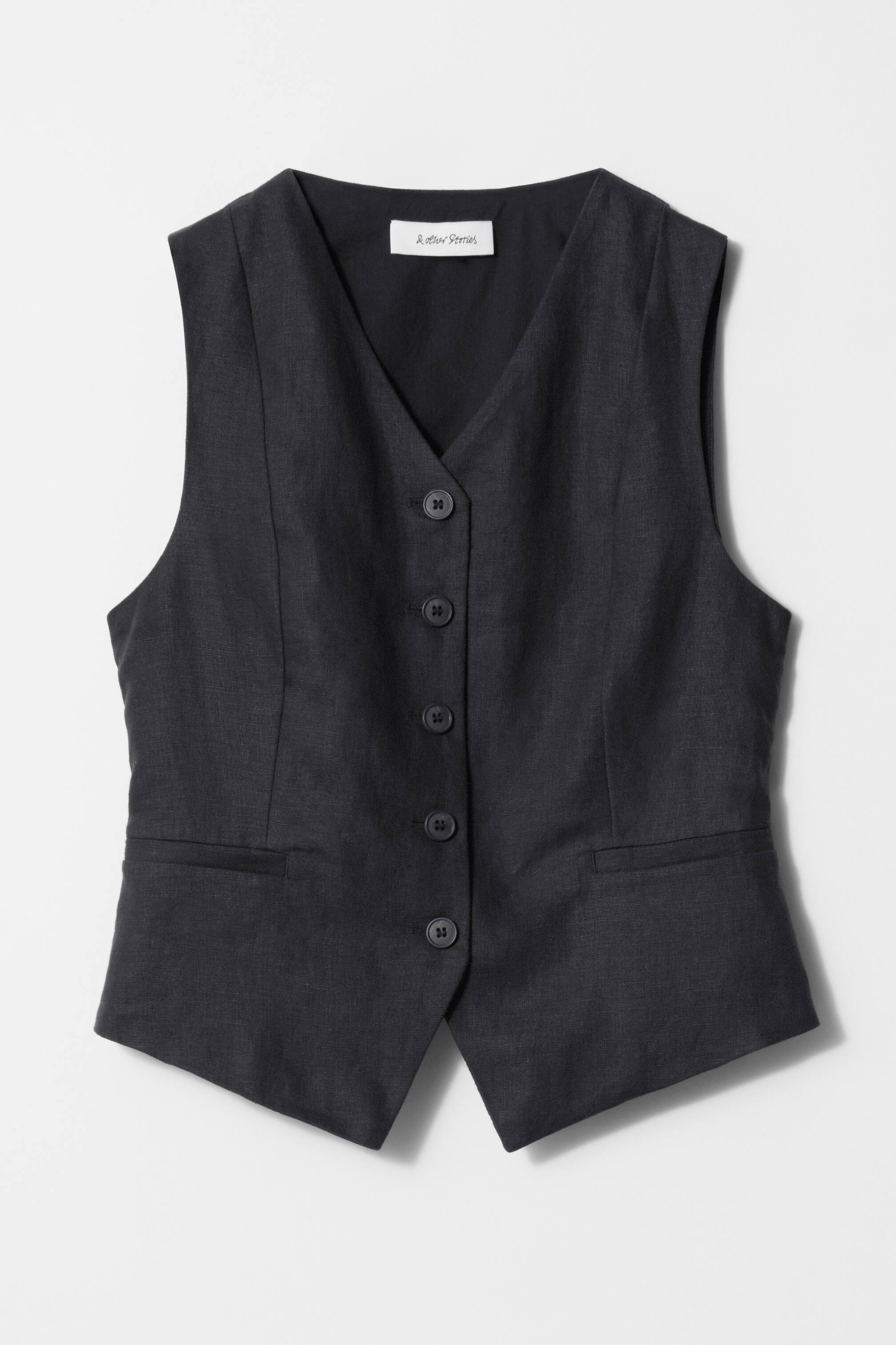 Visa större bild: Skräddad väst i linne - Svart - DAM | H&M SE 1