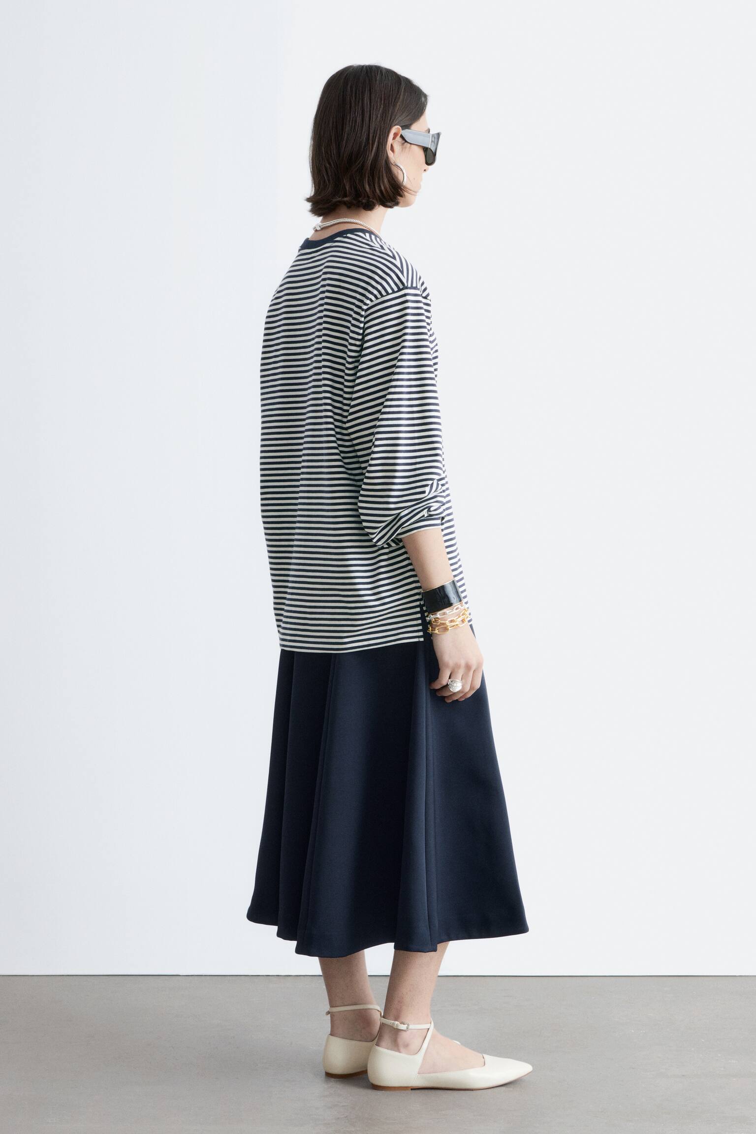 חולצת ג’רסי עם שרוולים ארוכים - פסים לבן-כחול כהה/צהוב כהה/לבן - 3