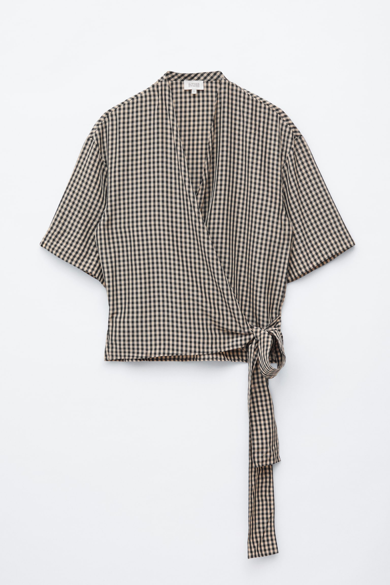 Blouse met overslag aan de voorkant-Donkerblauw/geruit - 2
