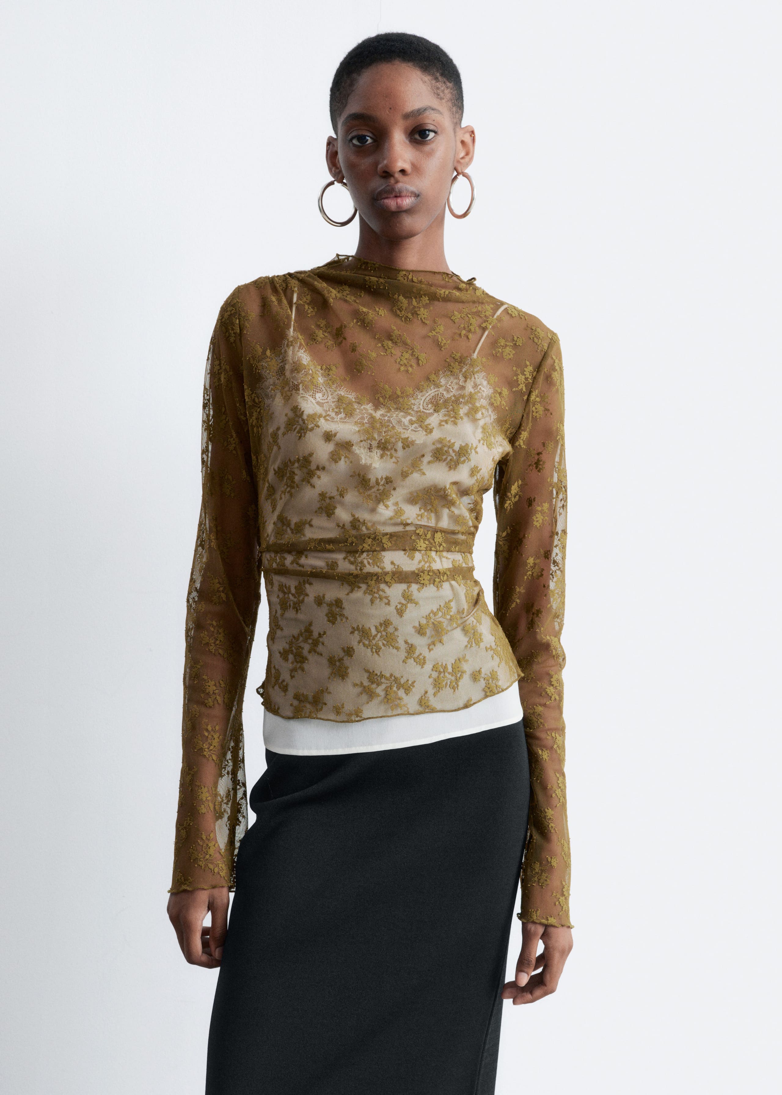 Image of Long-Sleeve Lace Top
