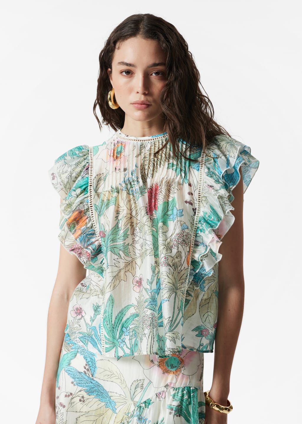 Ruffled Top - Blue Floral - Lookbook