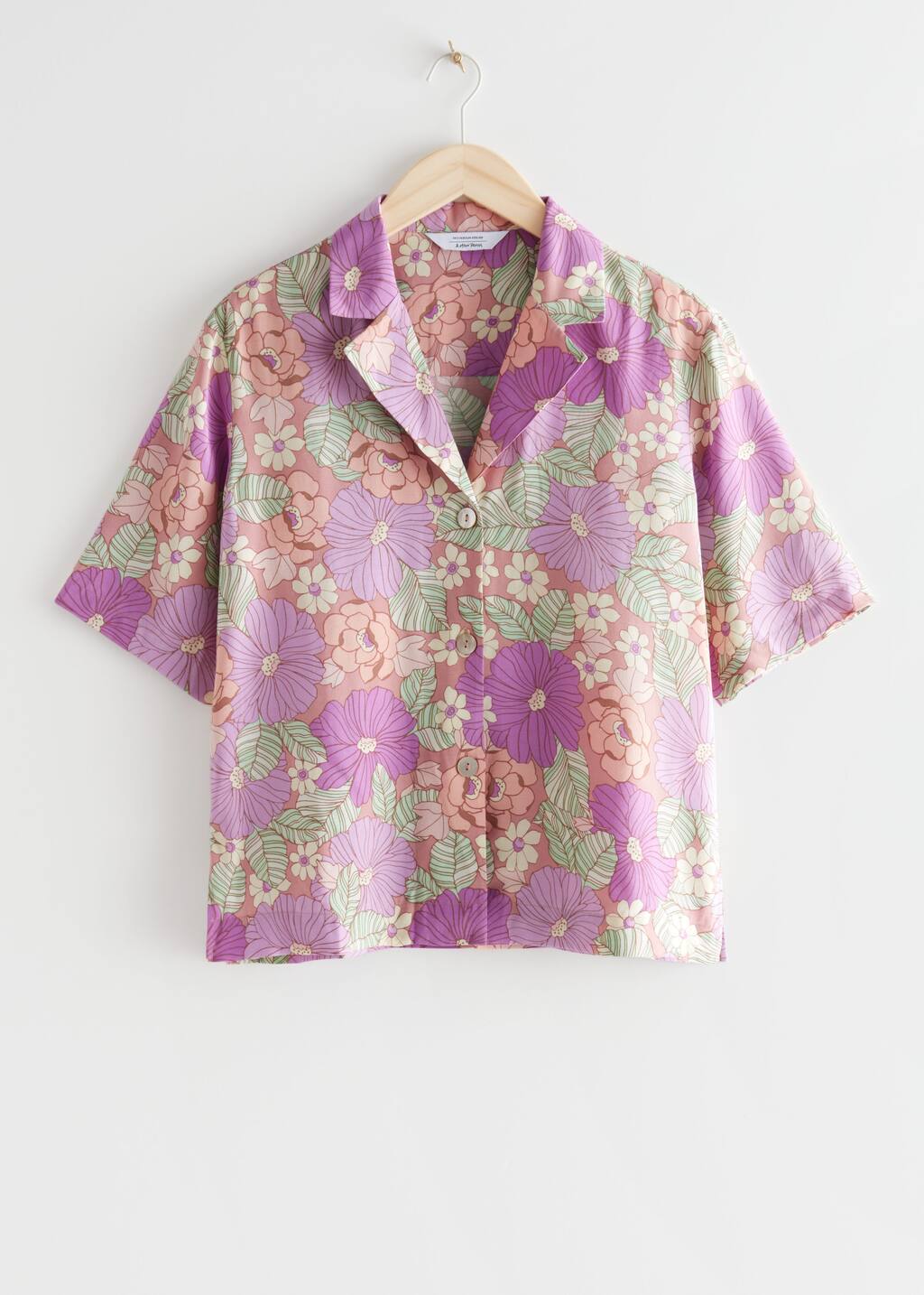 Shell Button Shirt - Pink Florals - Natura morta