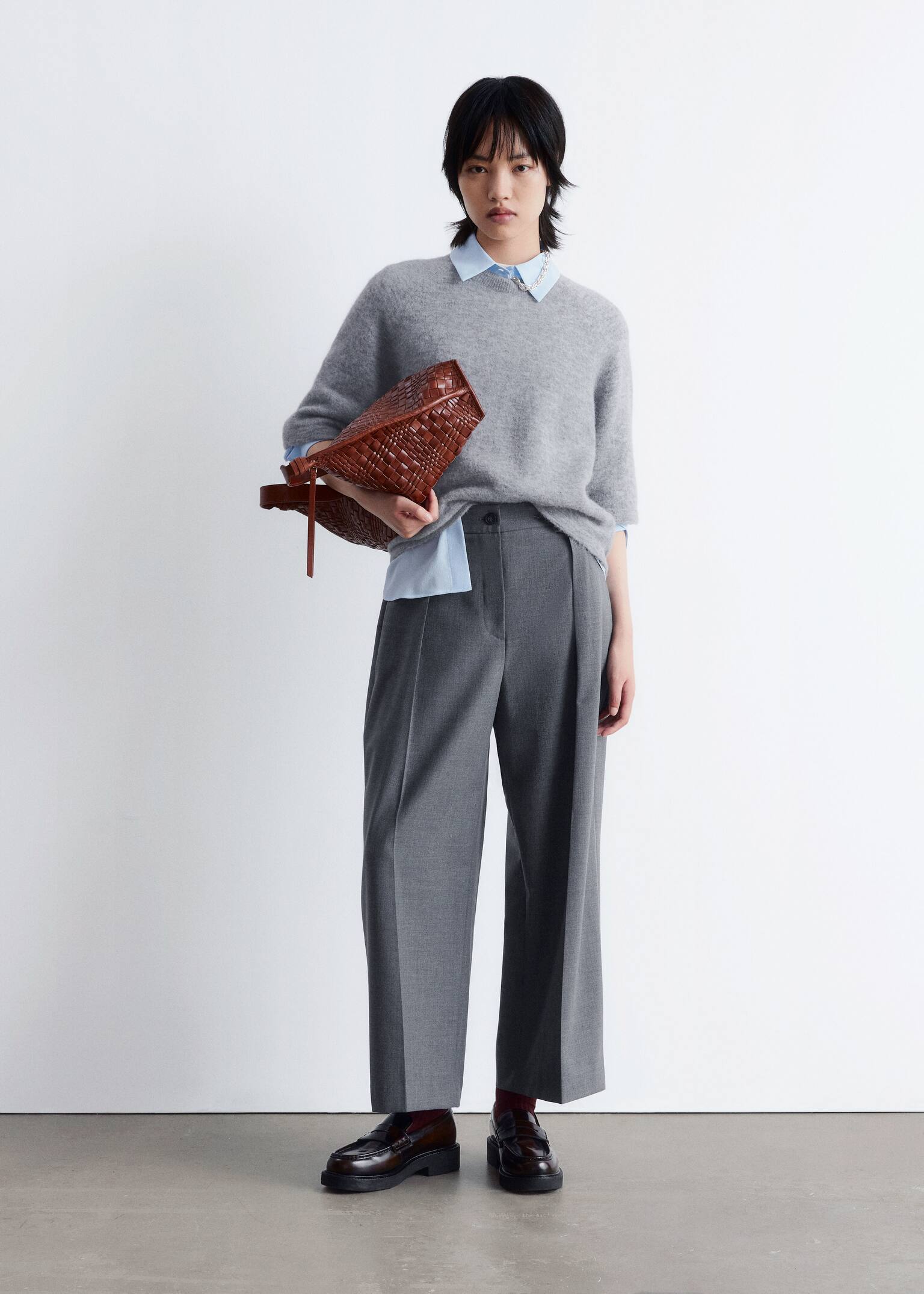 Alpaca-Blend Knitted Top - Grey/Oatmeal/Mole/Burgundy/Red/Black - 4