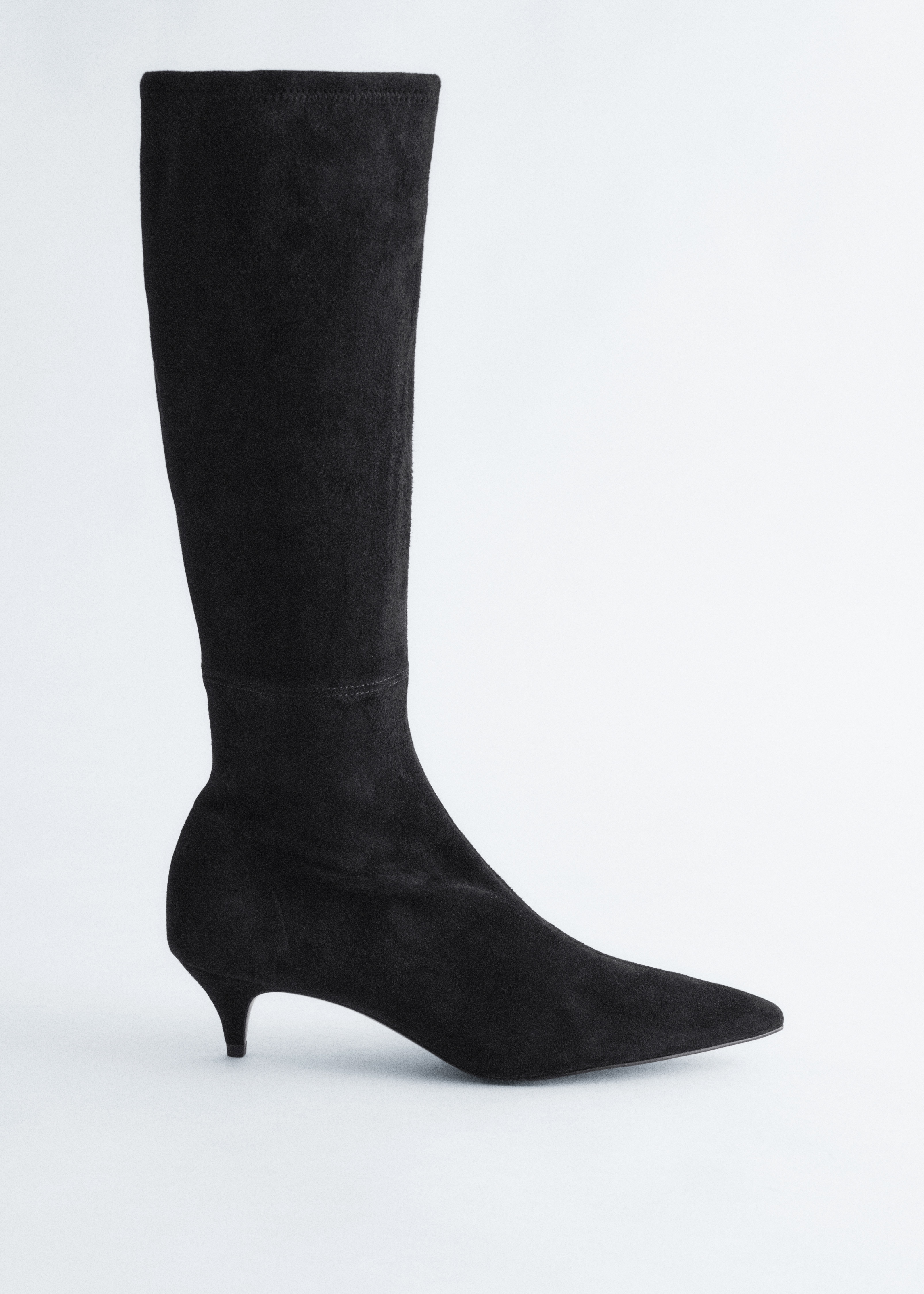Kniehohe Stiefel aus Stretch-Veloursleder - Schwarz