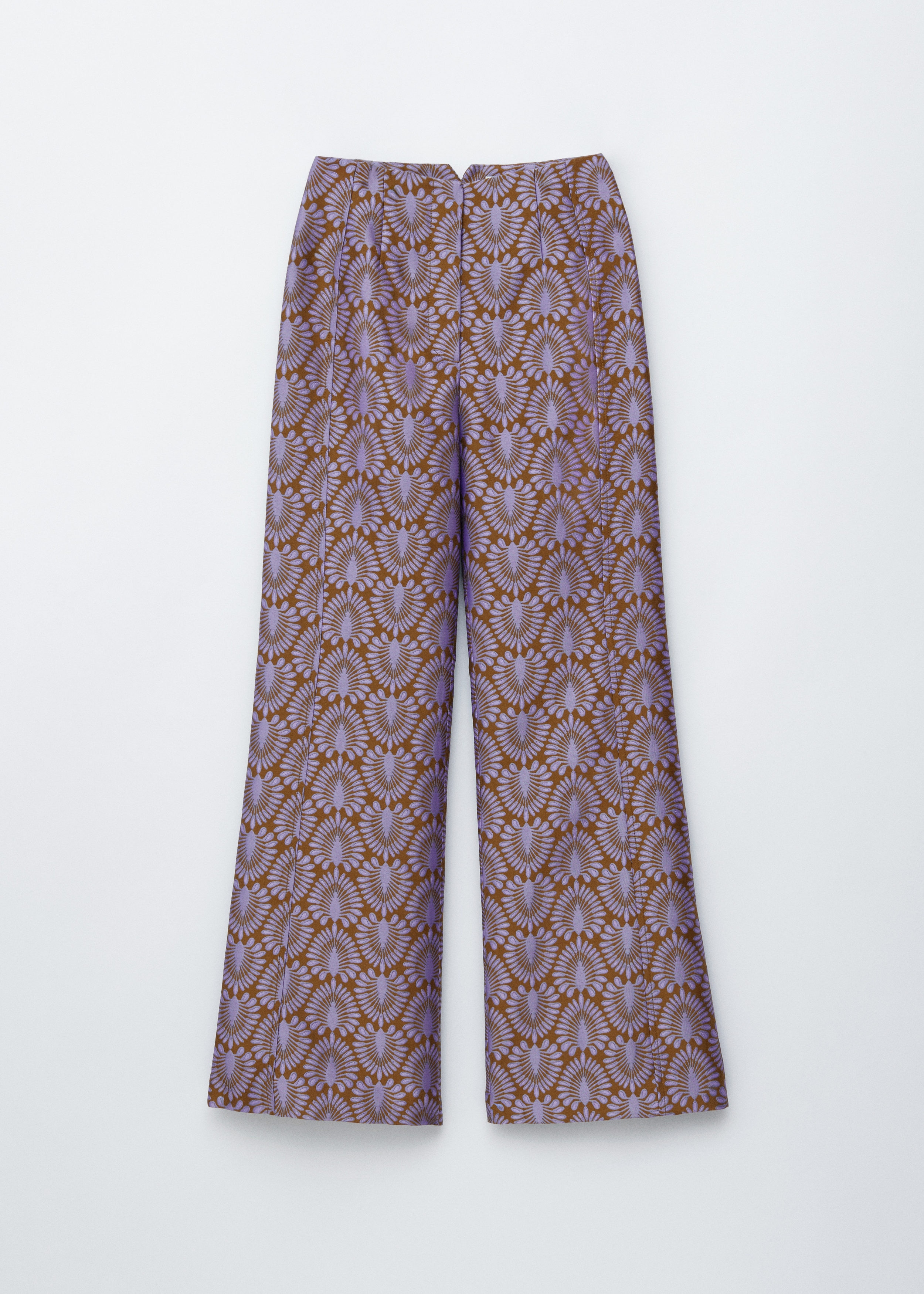 Flared Satin Jacquard Trousers