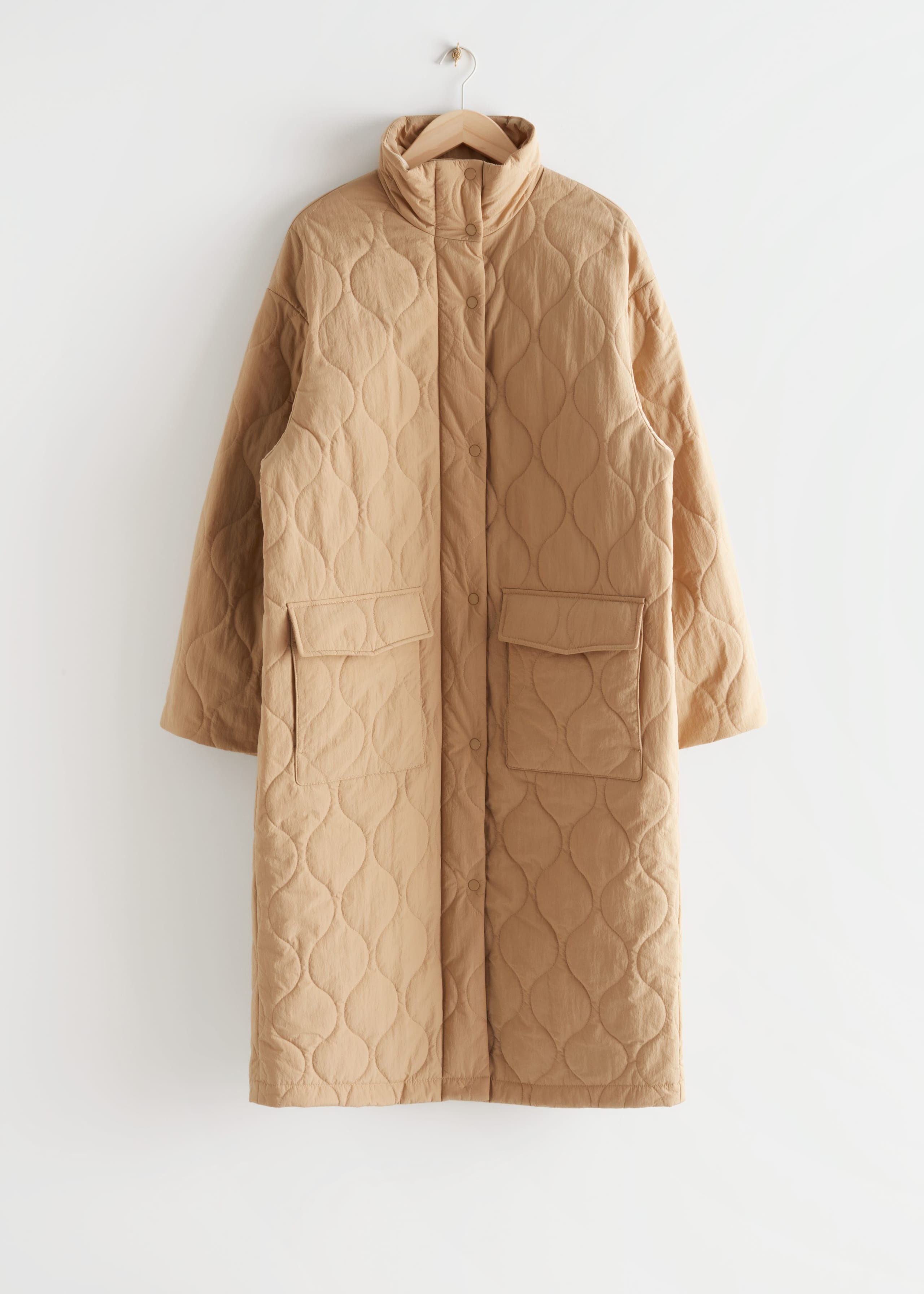 Oversized Quilted Coat - Orange - Still Life