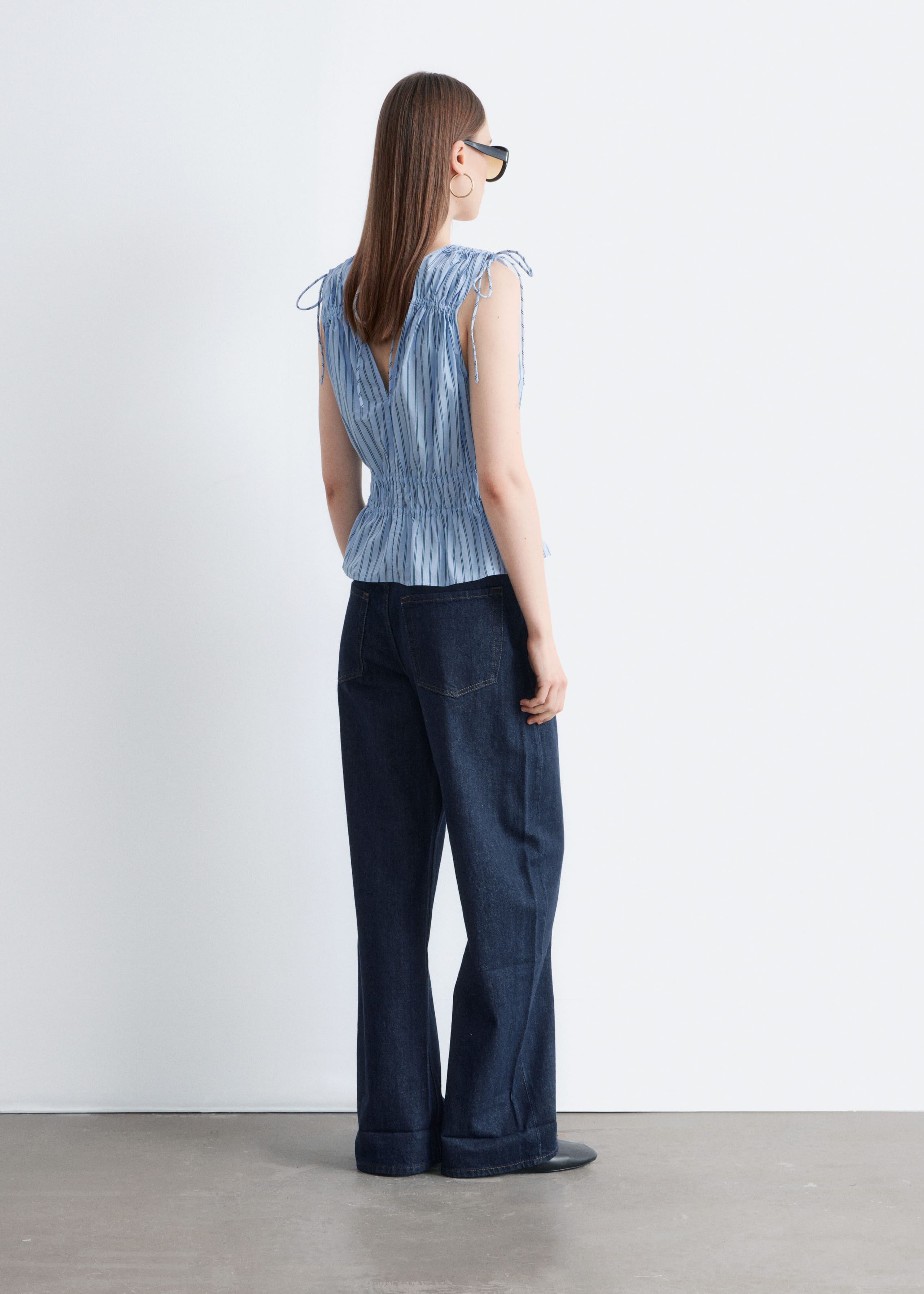 Gathered Top - Blue Stripe - Lookbook