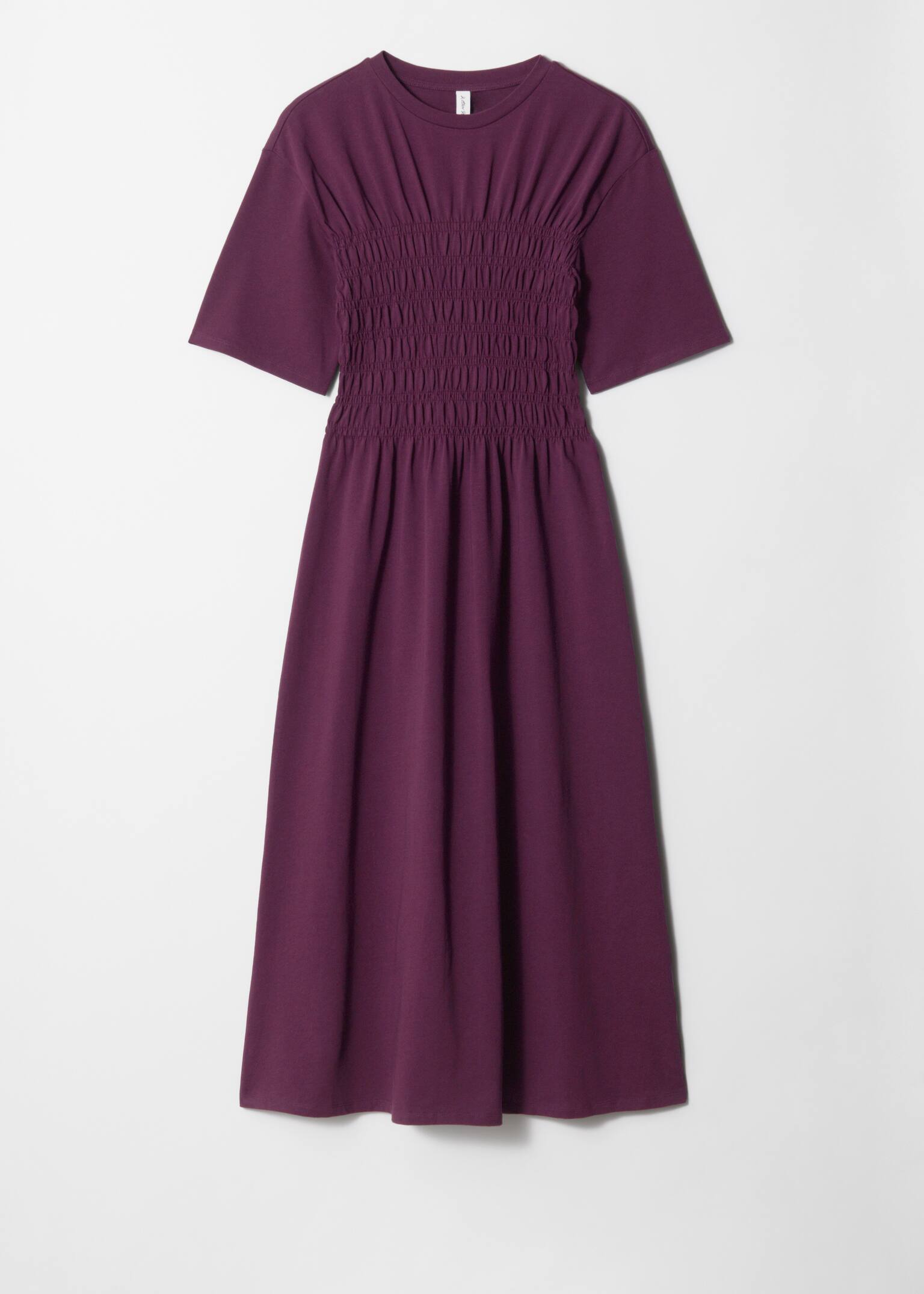 Gesmokte midi-jurk - Dark Purple/Black/White - 2