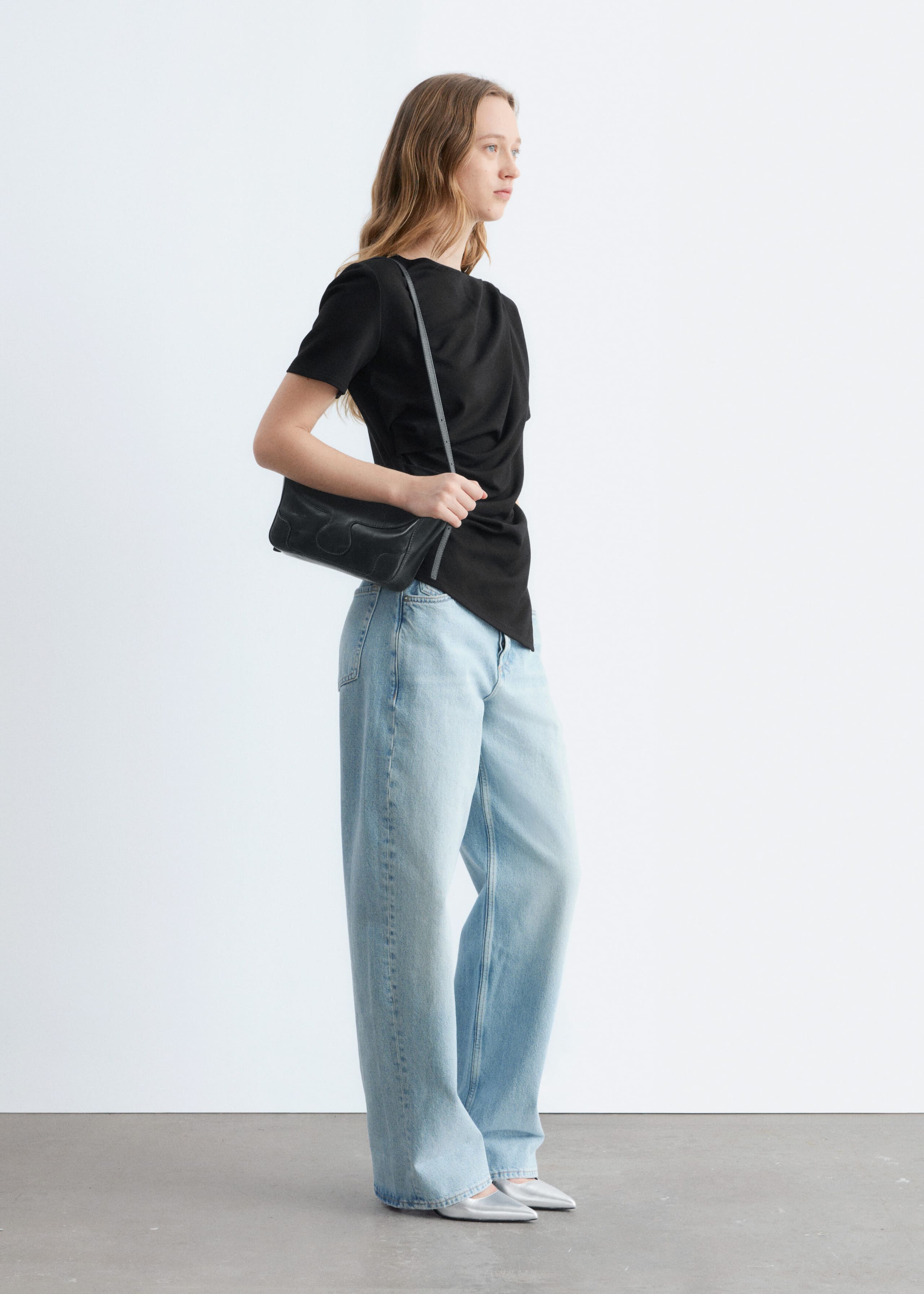 Image of Draped Asymmetric T-shirt