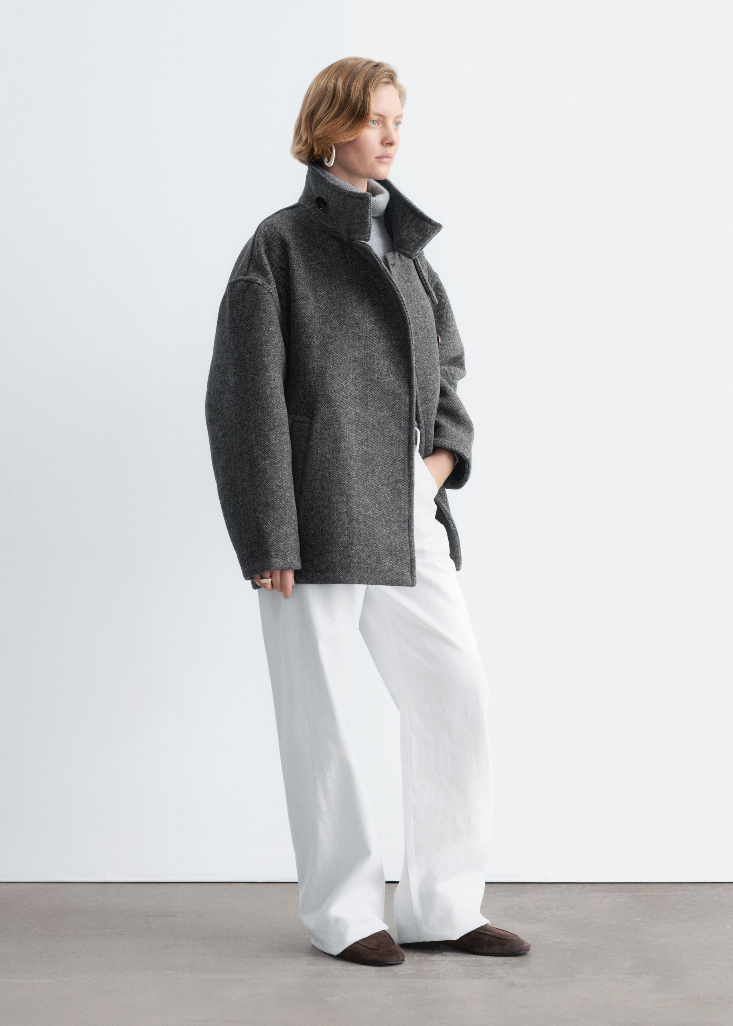 Herringbone Coat - Grey - Lookbook