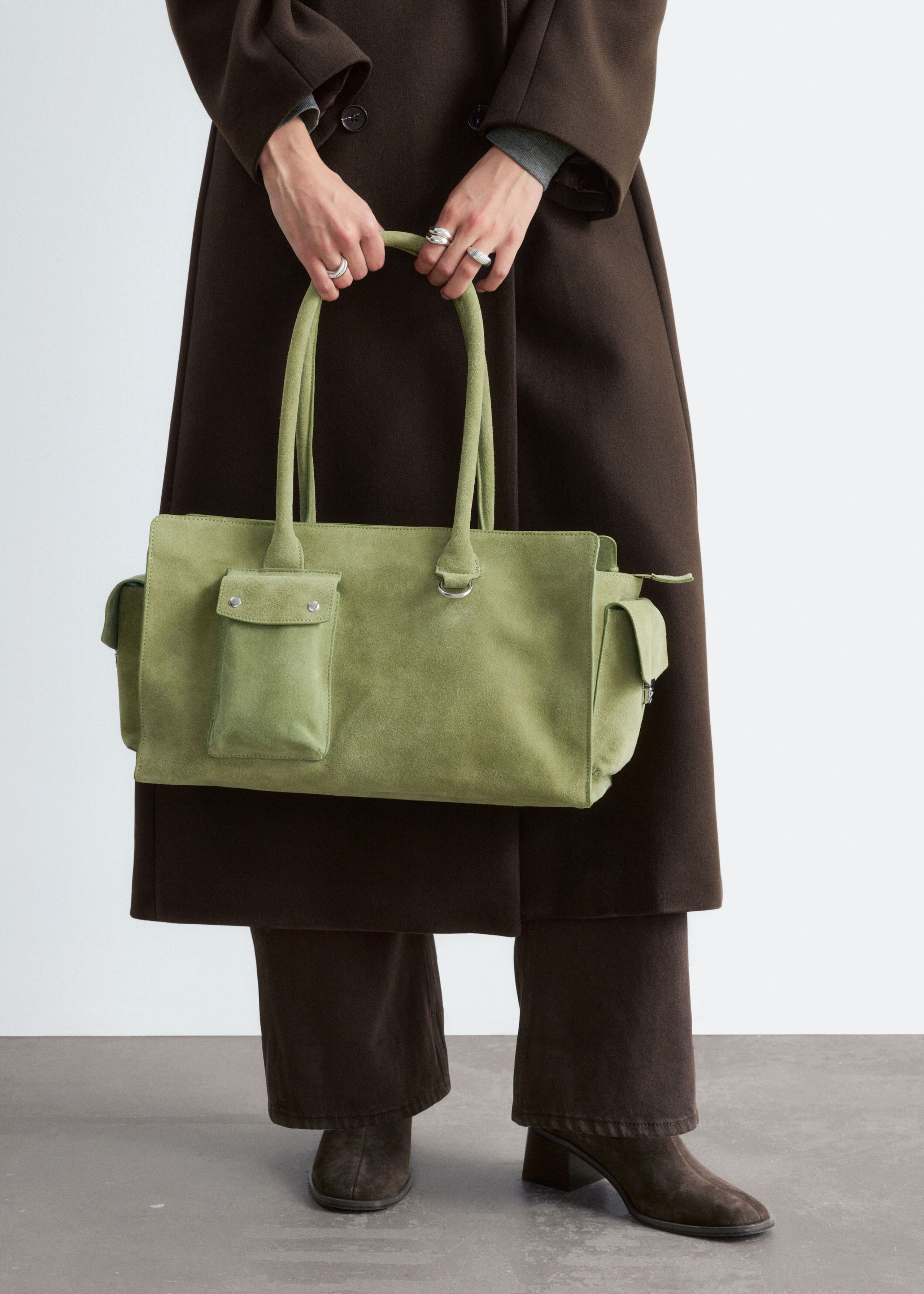 Split-Suede Tote - Dark Brown - Lookbook