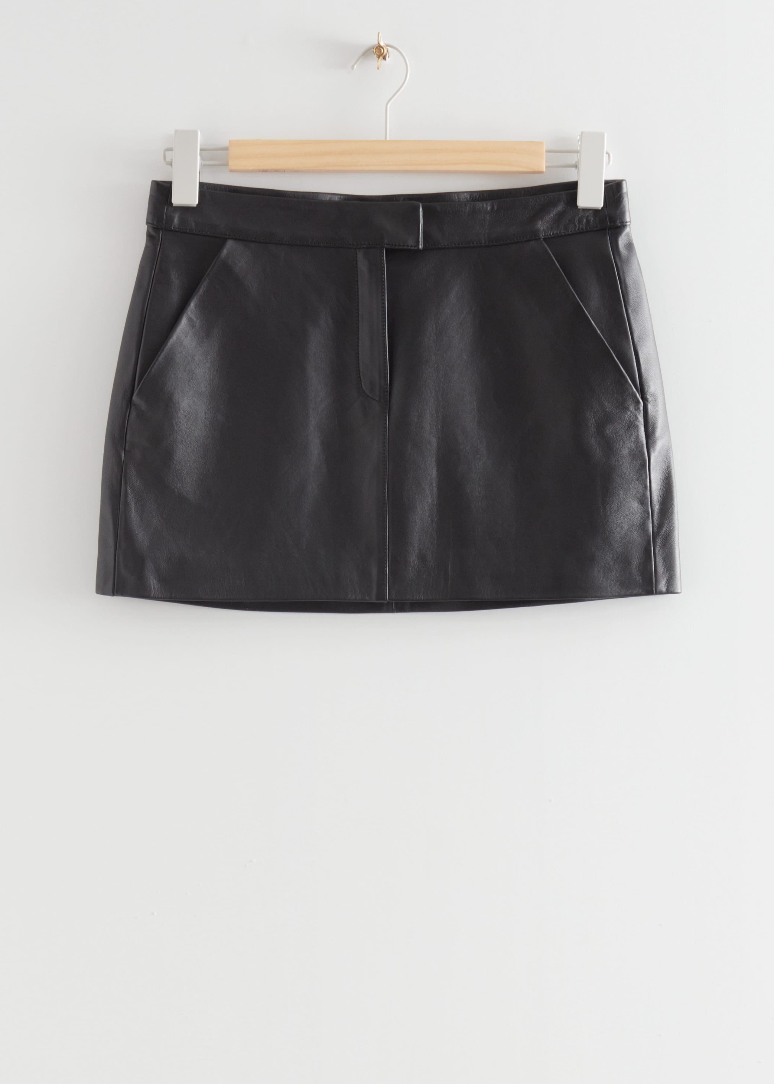 Image of Fitted Leather Mini Skirt