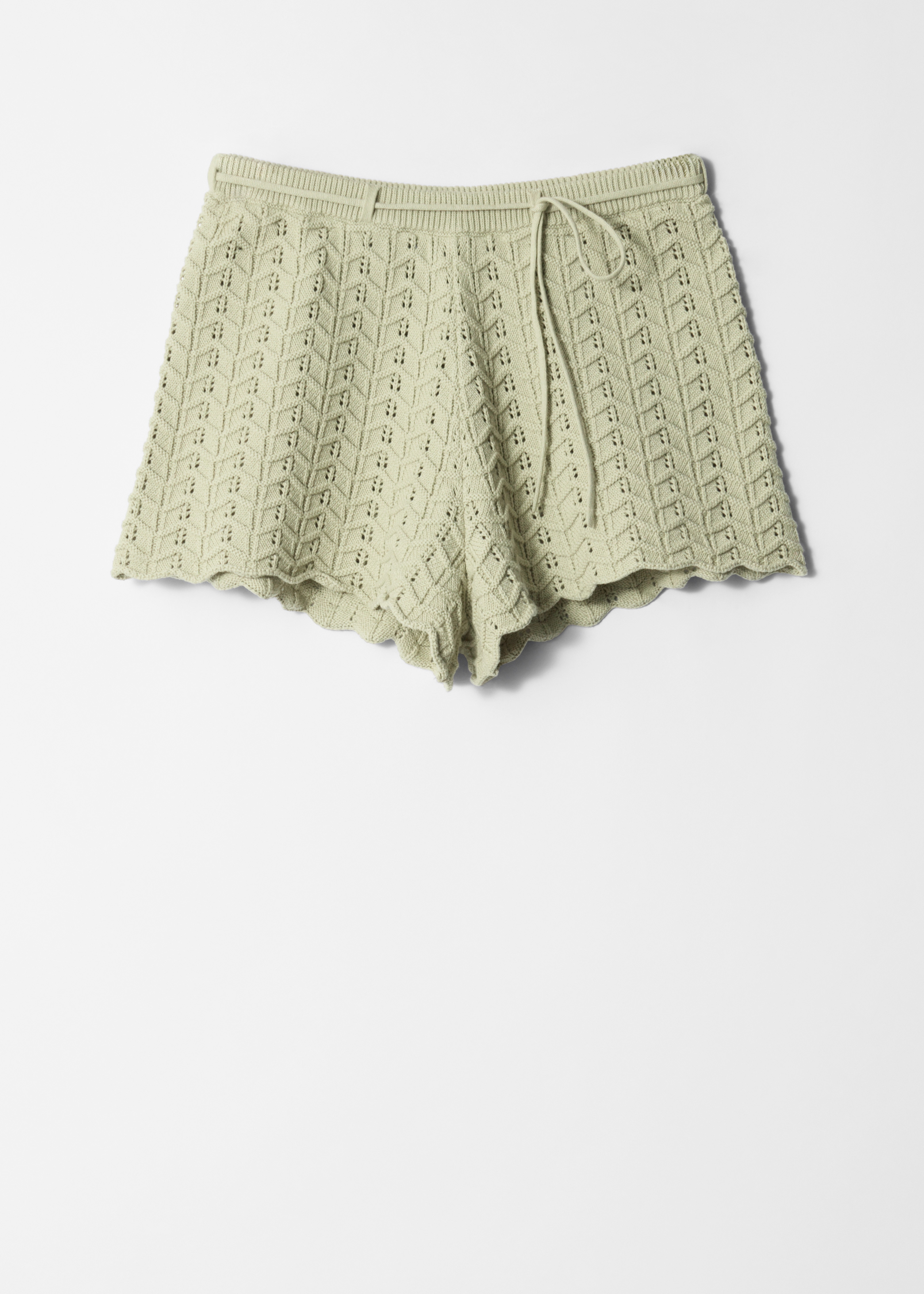 Calções em malha pointelle - Verde claro