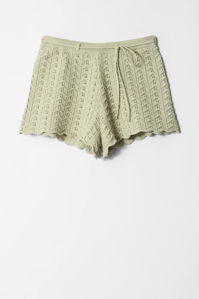 Shorts in maglia pointelle - Verde chiaro - 1
