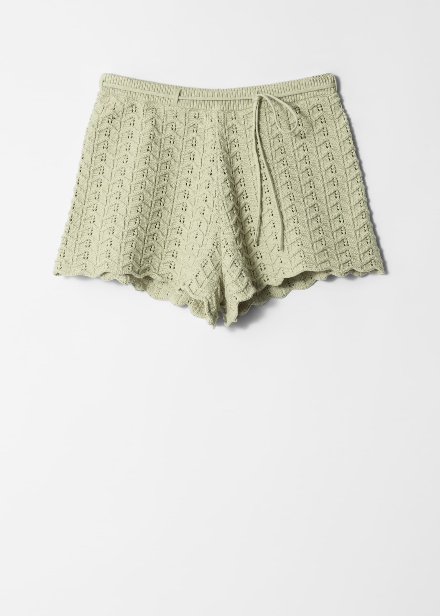 Shorts in maglia pointelle - Verde chiaro - 2