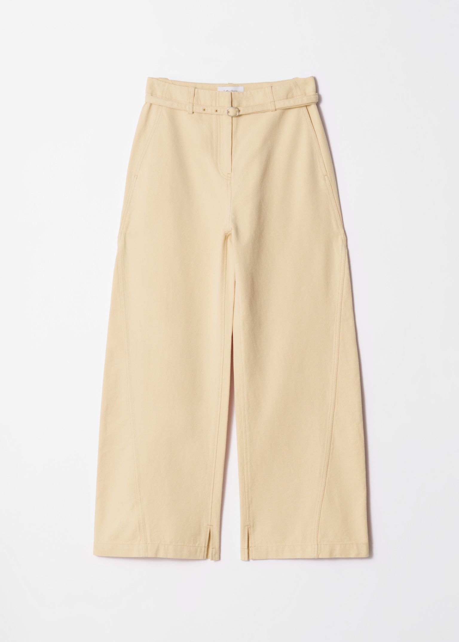 Buckle-Belt Trousers - Κίτρινο/Cream pinstripe