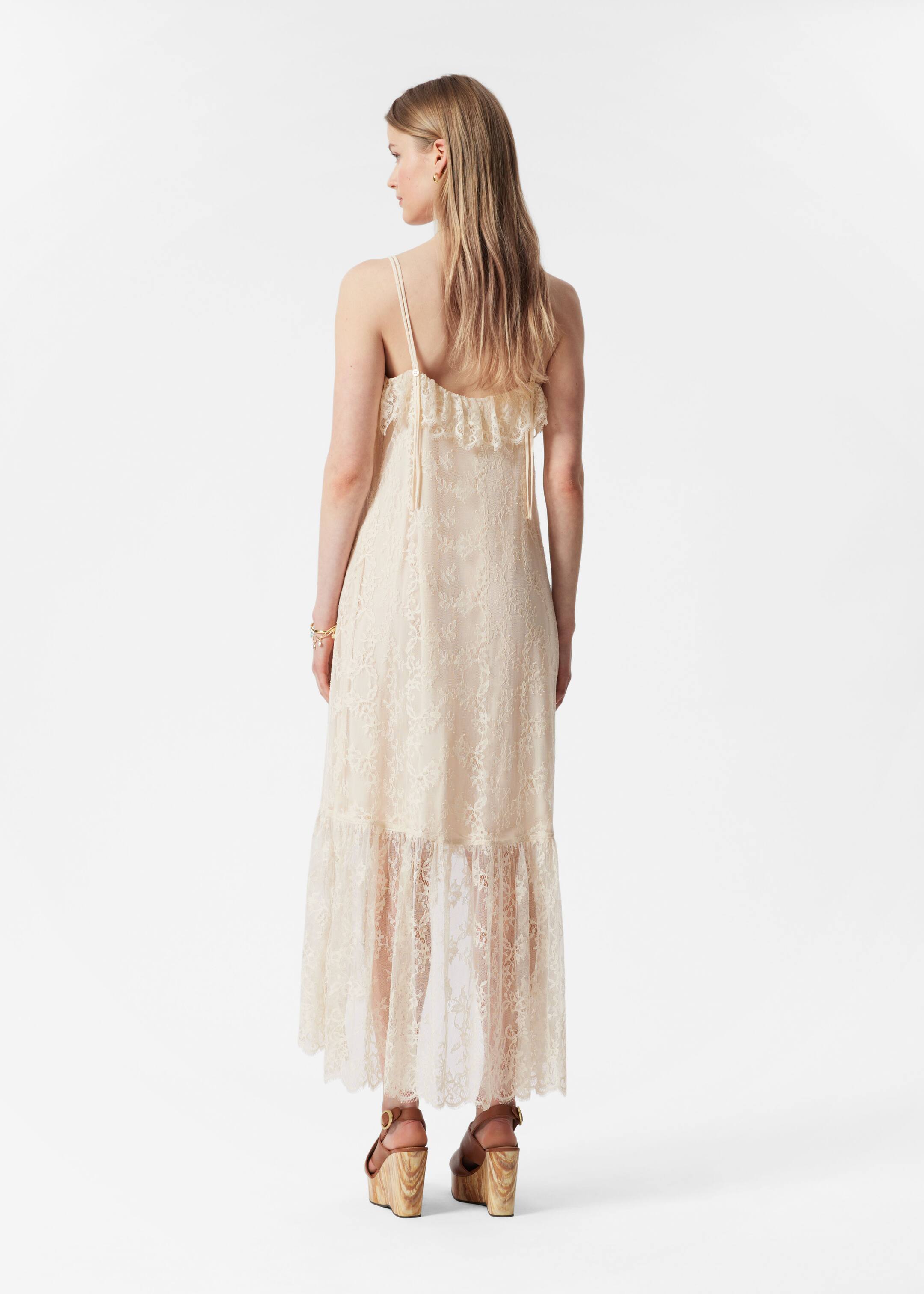 Visualizza immagine più grande: Abito midi in pizzo con volant - Bianco - DONNA | H&M IT 4