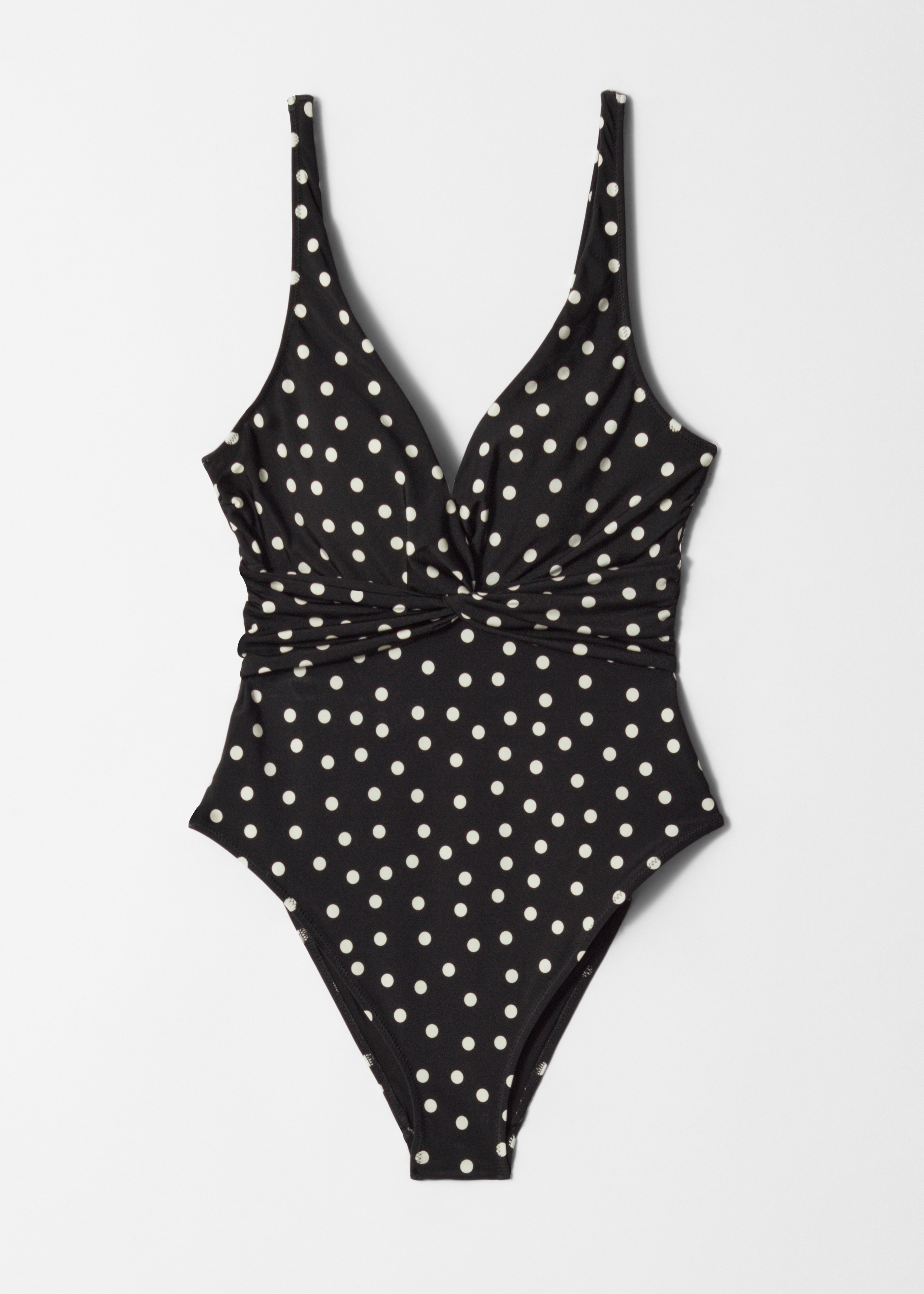 Maillot de bain à détail torsadé - Noir à pois/Noir/Imprimé mangue jaune