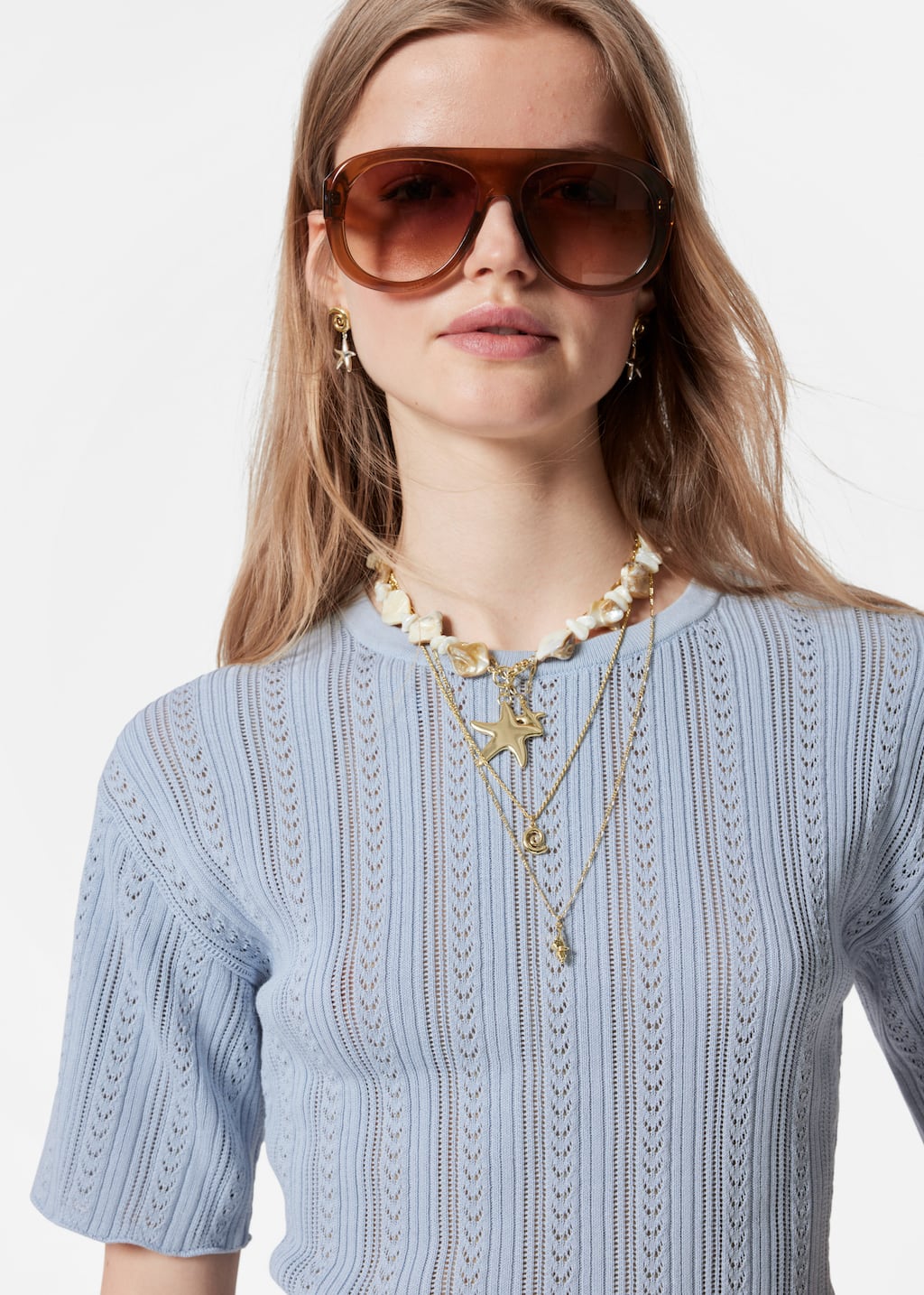 Image of Pointelle Knit T-shirt