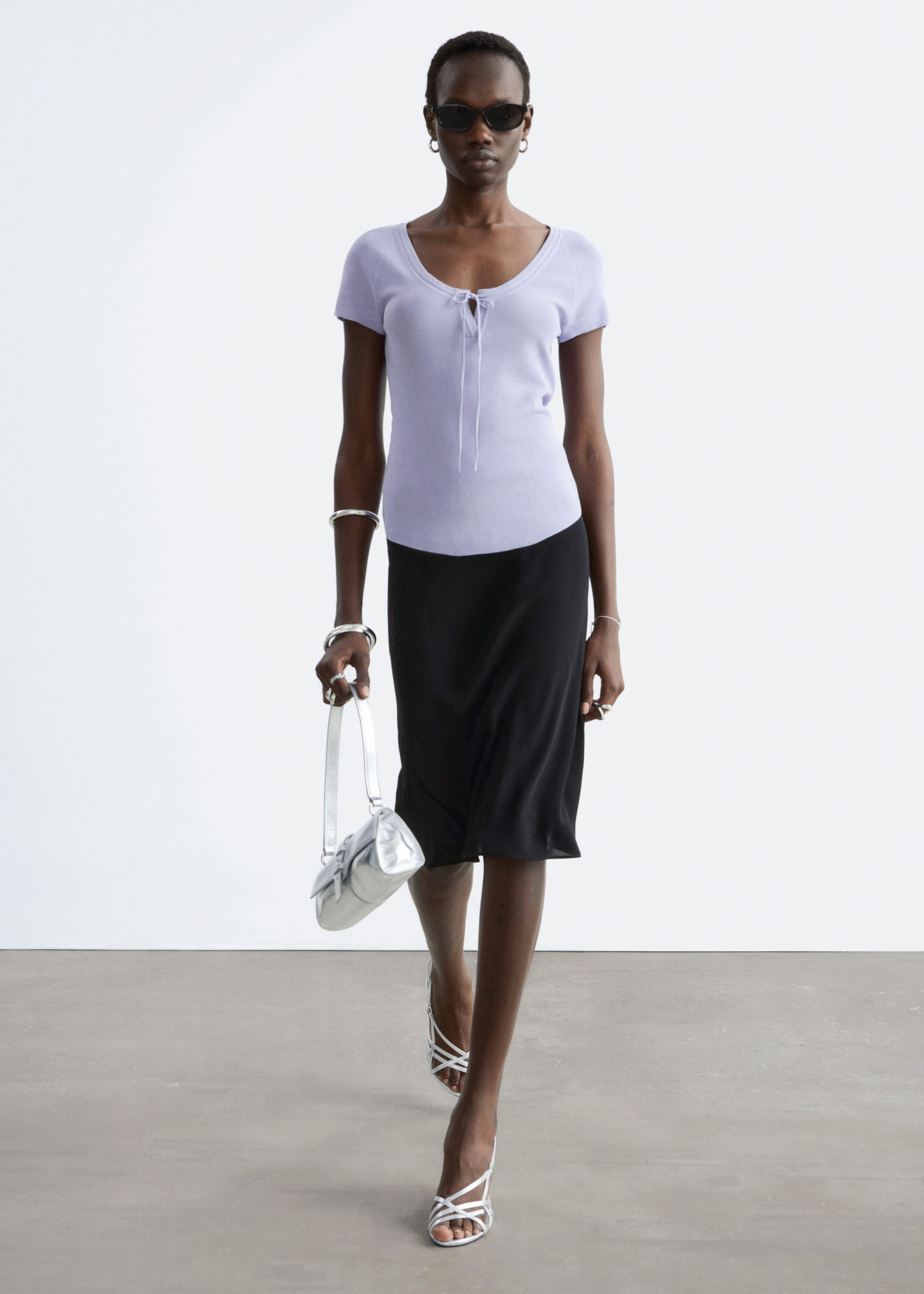 Image of Knee-Length Slip Skirt