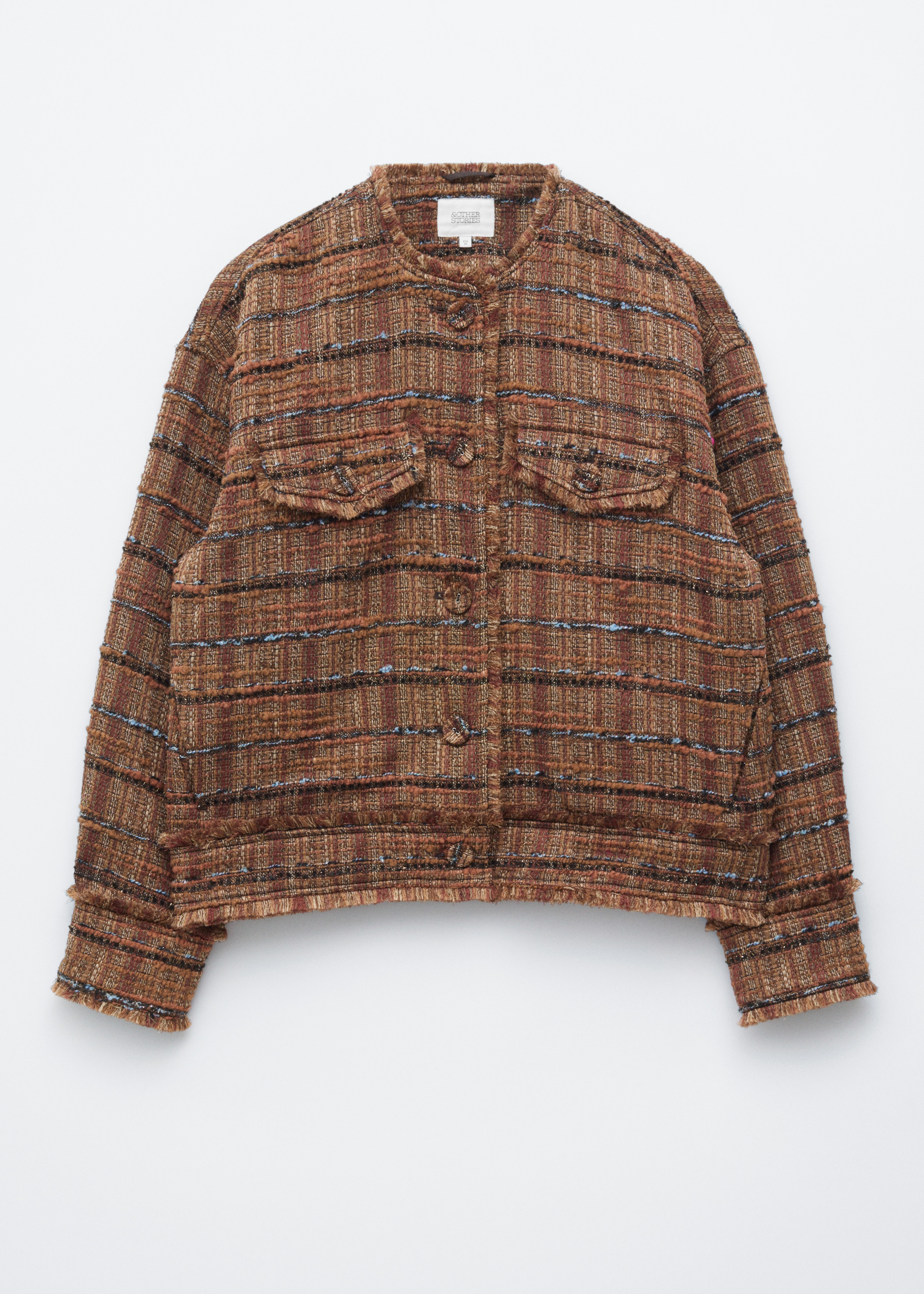 Veste en tweed à bords bruts - Brun/À carreaux