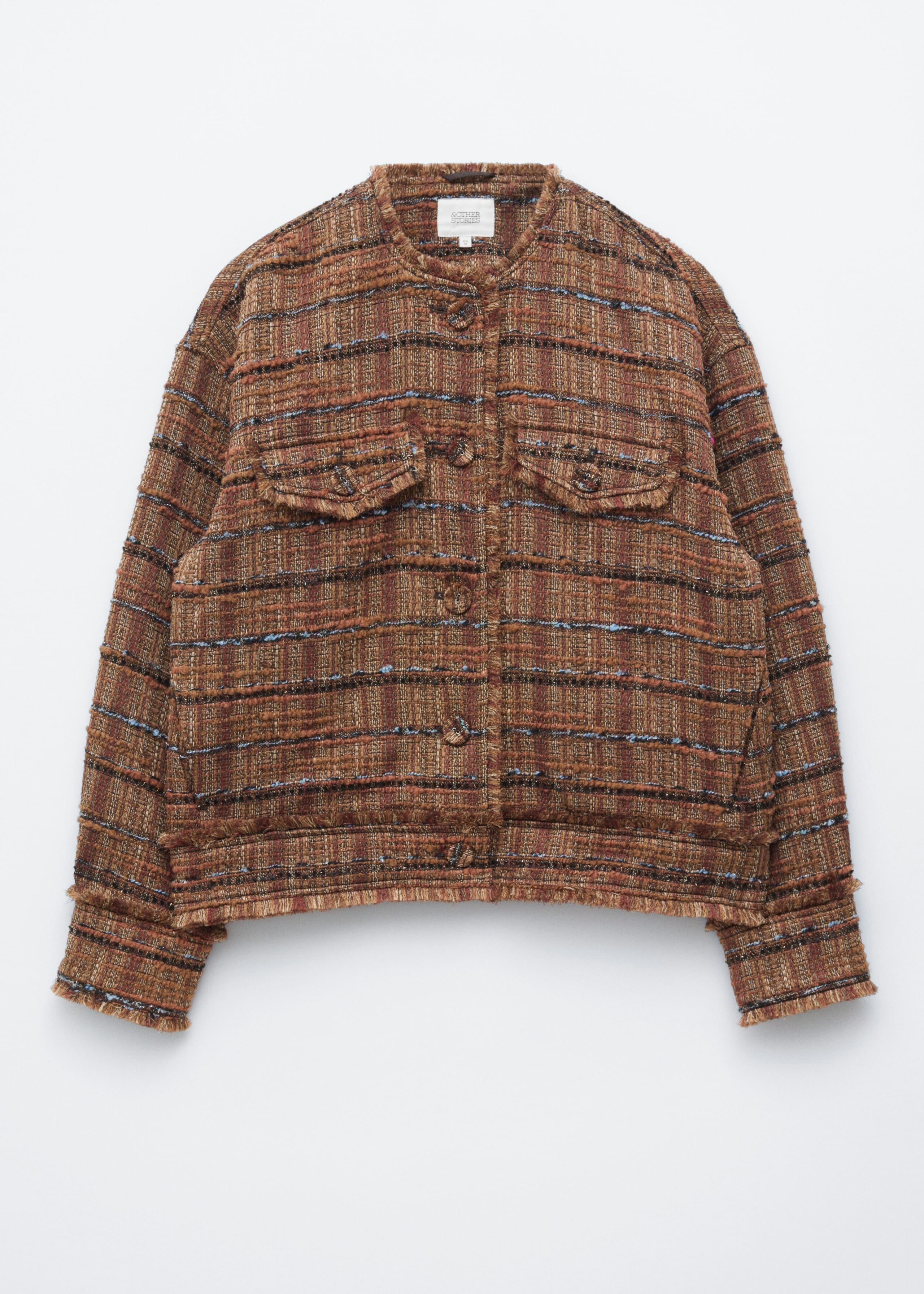 Raw-Edge Tweed Jacket - Brown/Checked - Lookbook