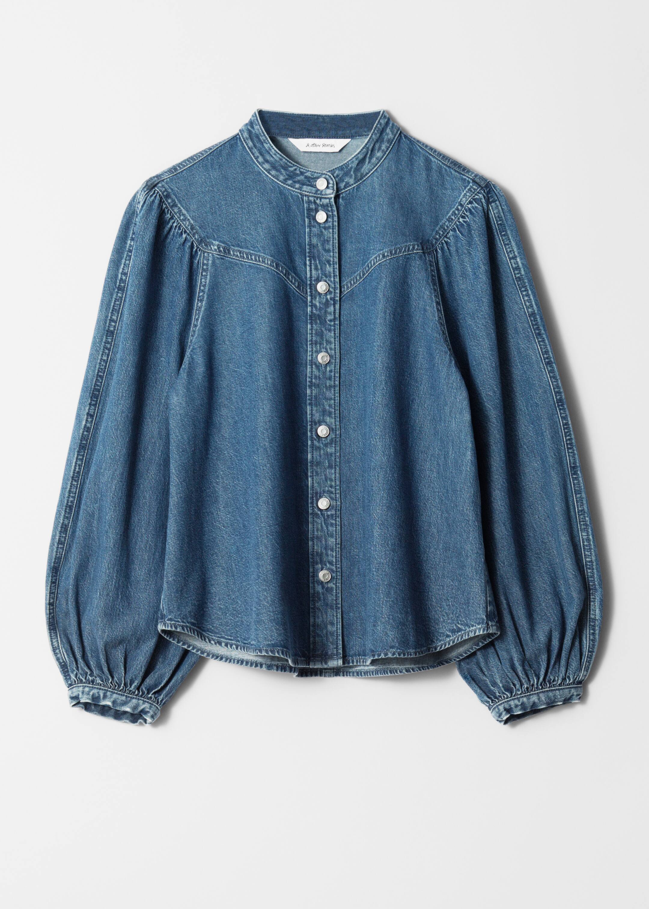 Visualizza immagine più grande: Camicetta in denim con maniche a sbuffo - Blu medio - DONNA | H&M IT 6
