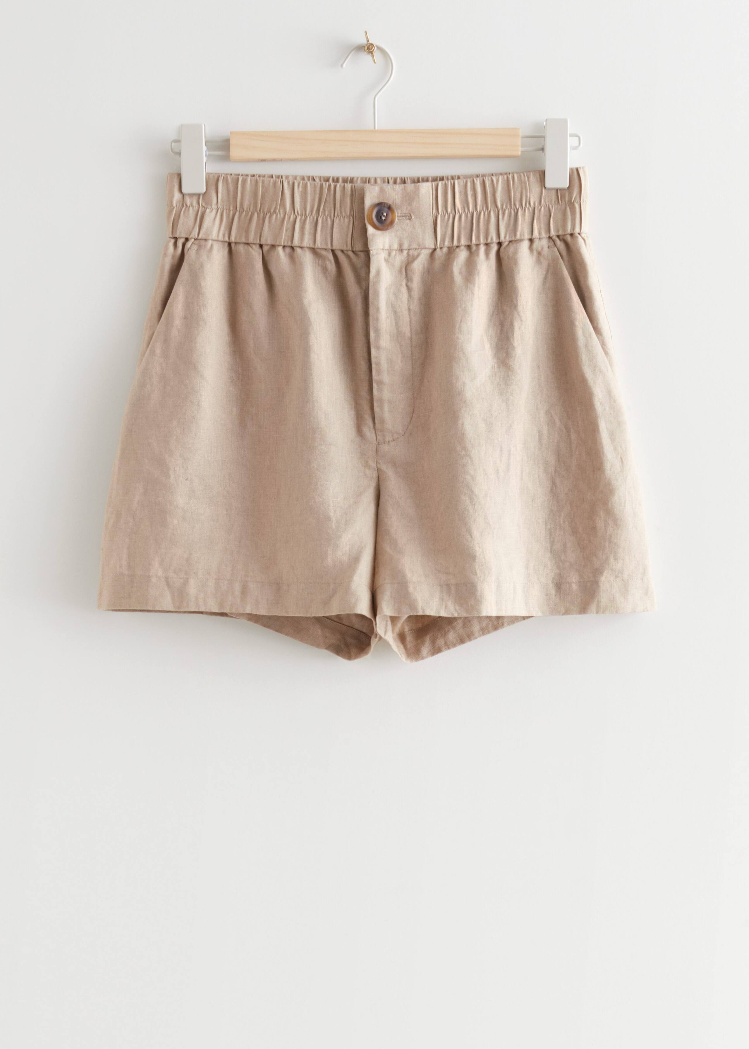 Relaxed Linen Shorts - Beige - Bodegón