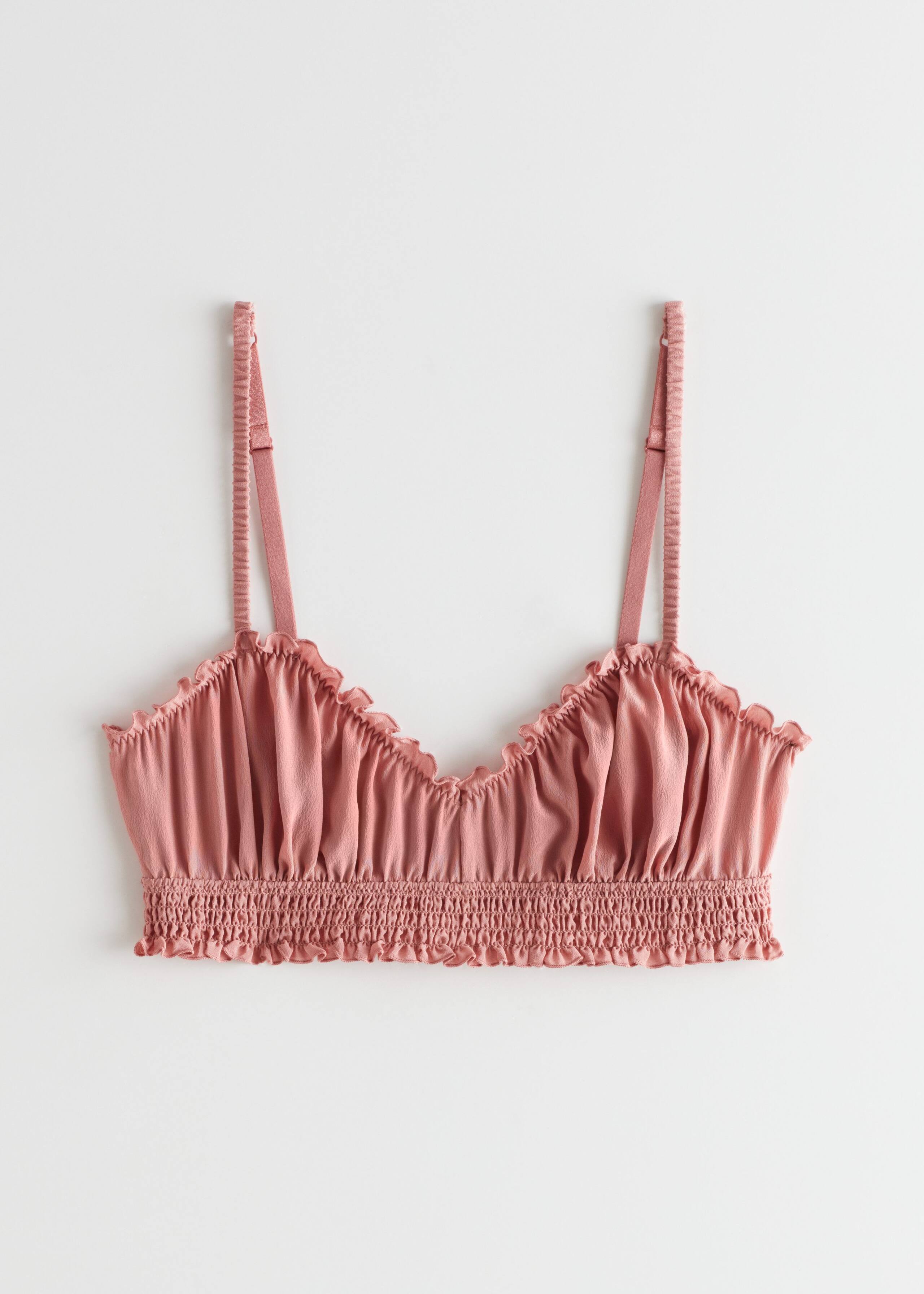 Frilled Silk Soft Bra - Black Florals - Still Life