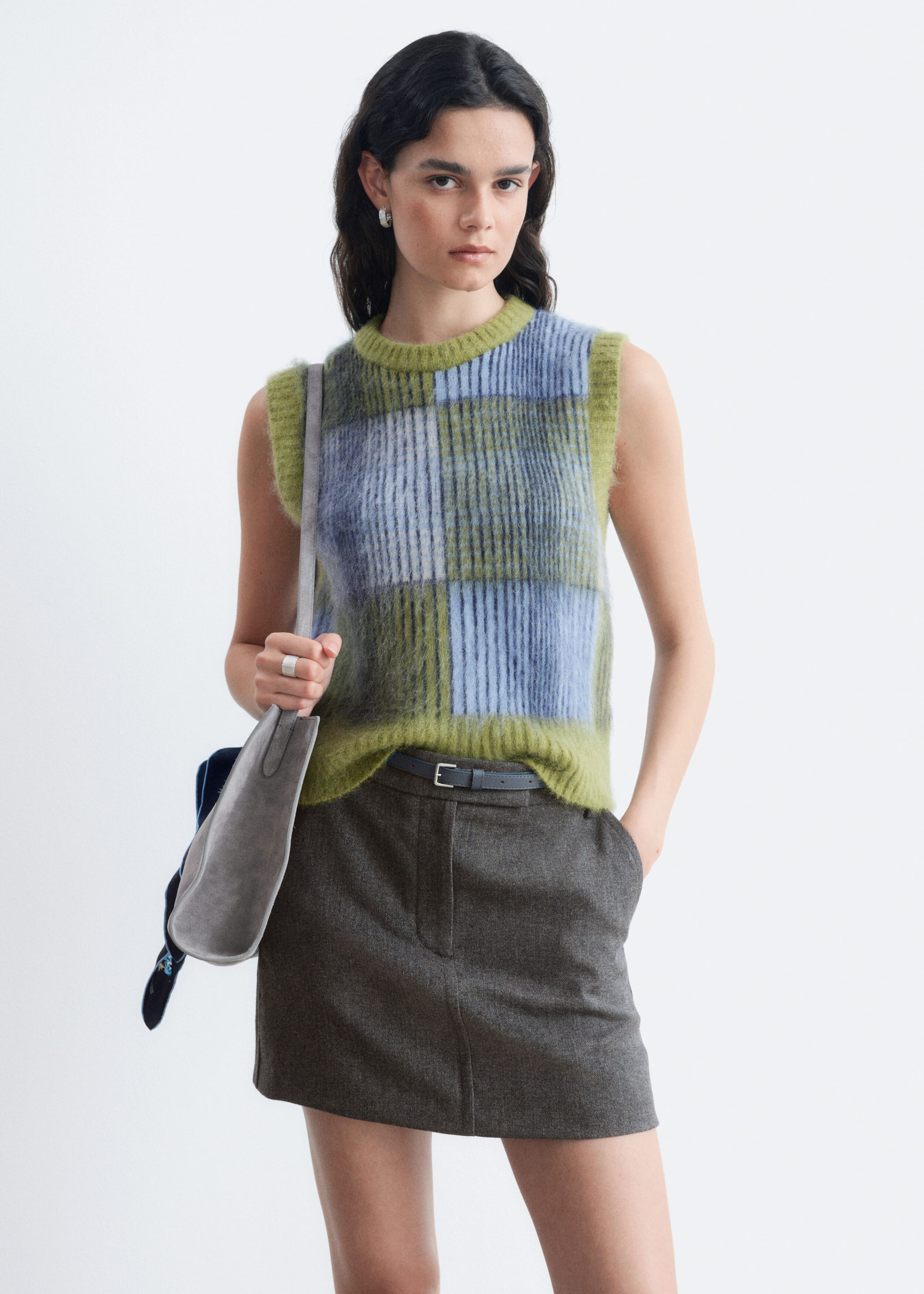 Minirock aus Wolle - Taupe - Lookbook