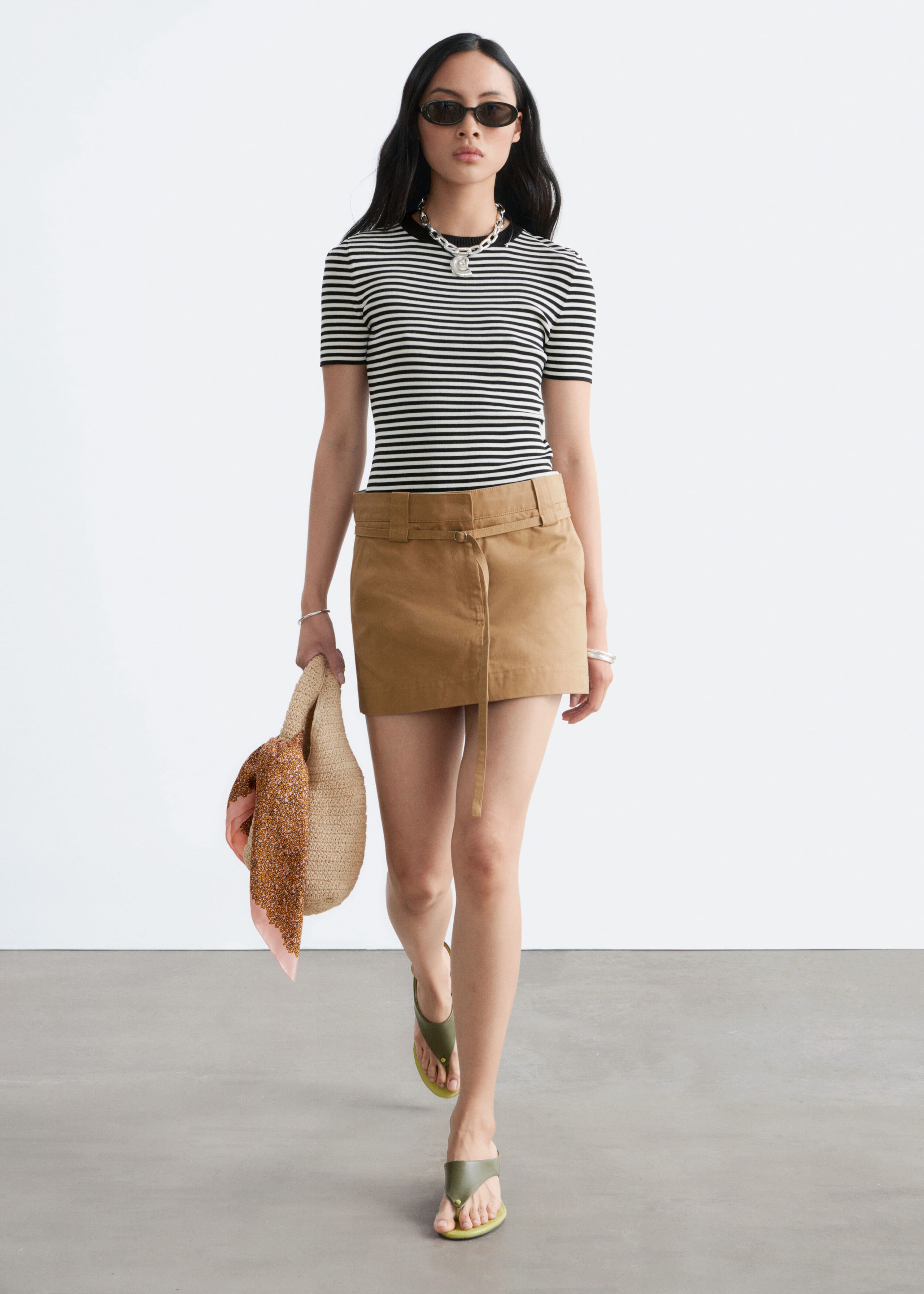 Ribbed T-Shirt - Black/White/Striped - Lookbook