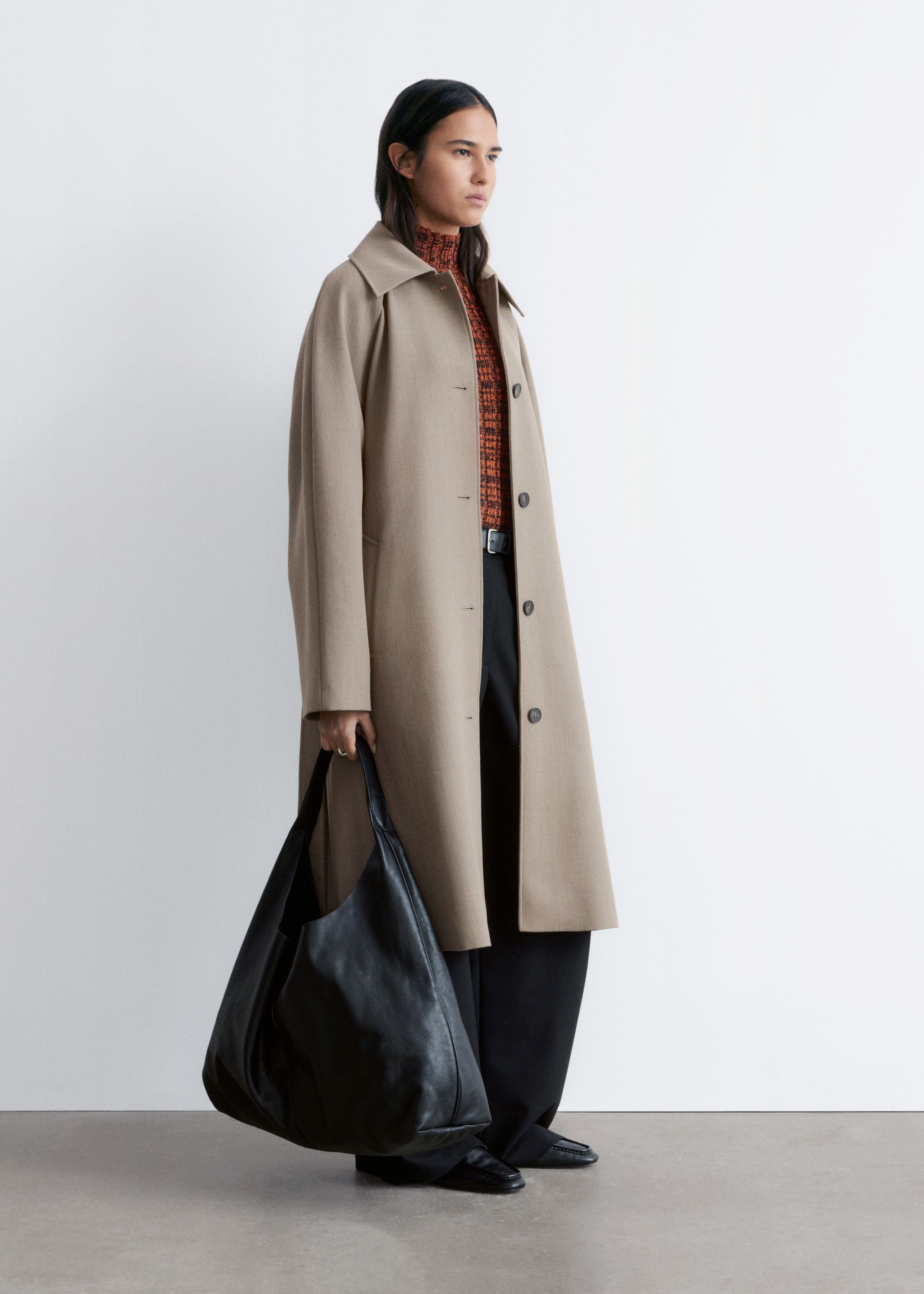 Tie-Belt Wool Trench Coat - Mole - Lookbook