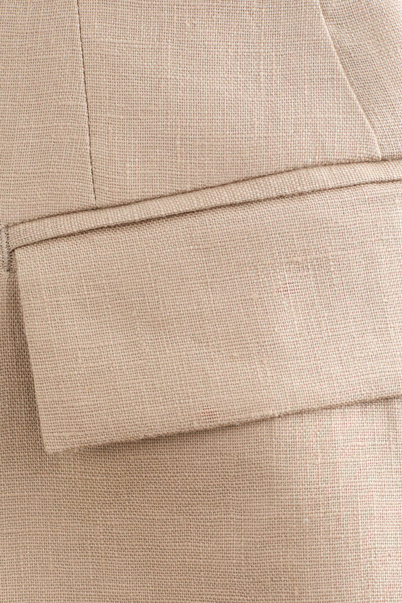 Figursyet blazer i hør - Beige/Brun - 2