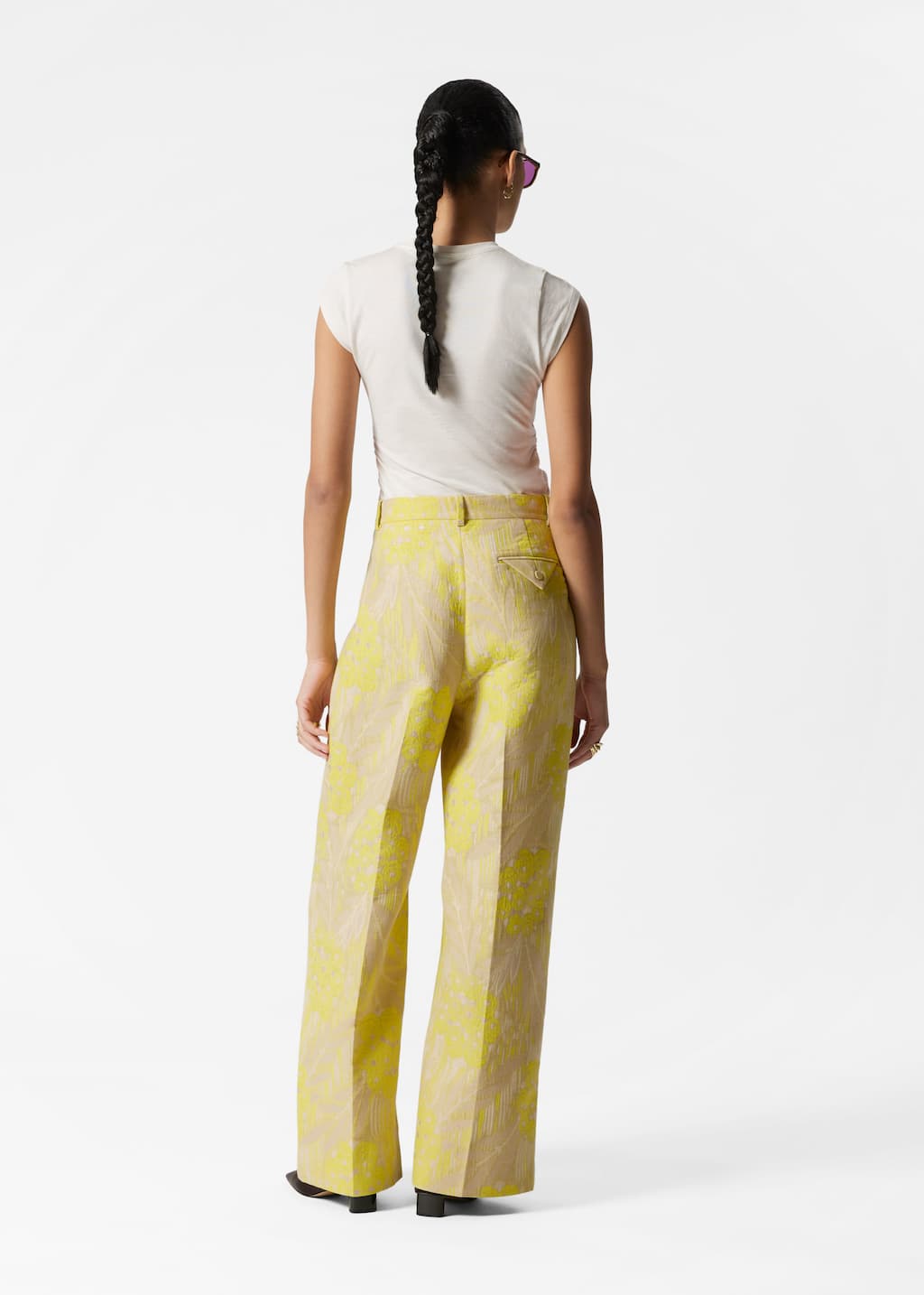 Jacquard Press-Crease Trousers - Yellow jacquard - Lookbook