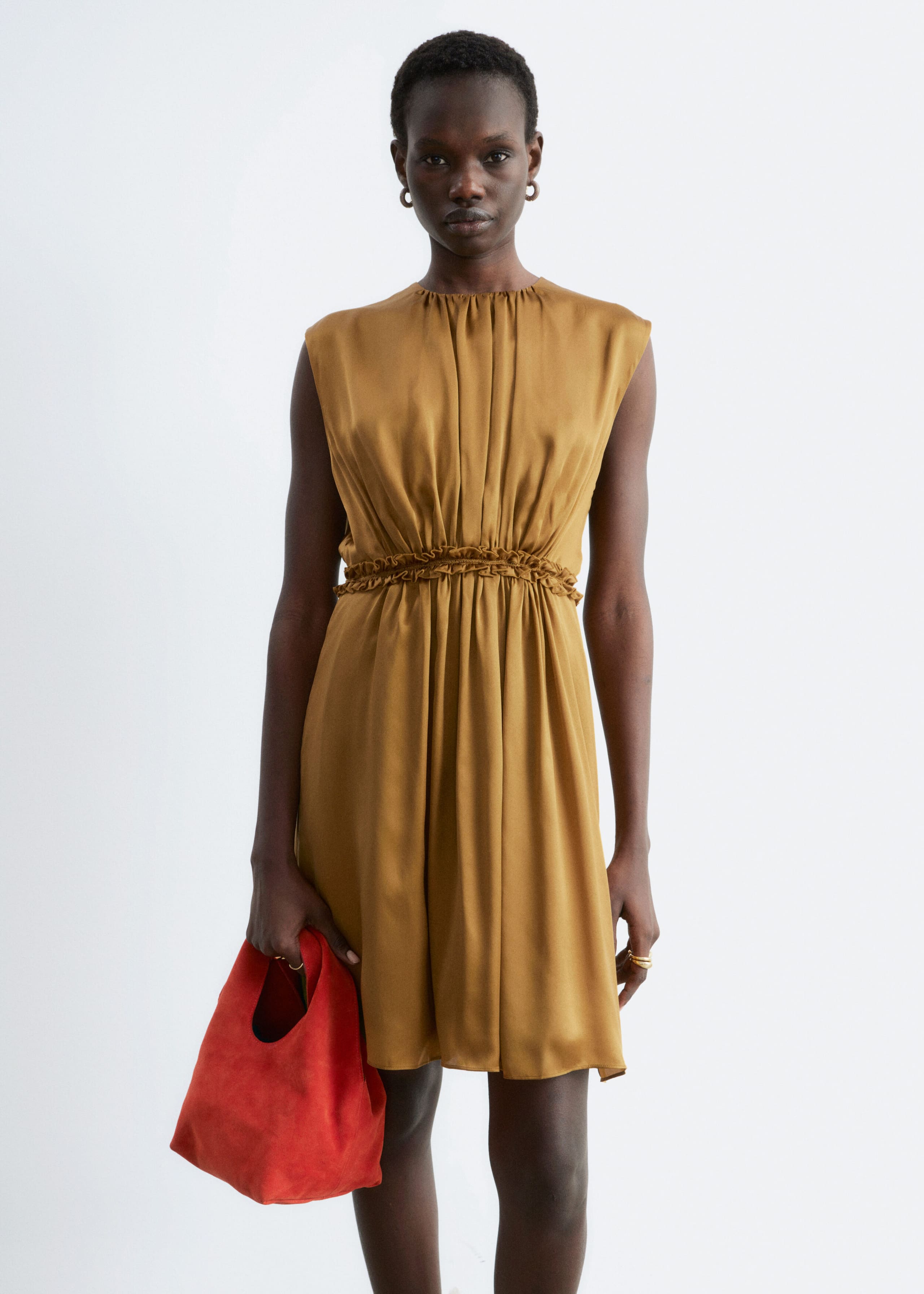 Gathered Silk Mini Dress - White - Lookbook