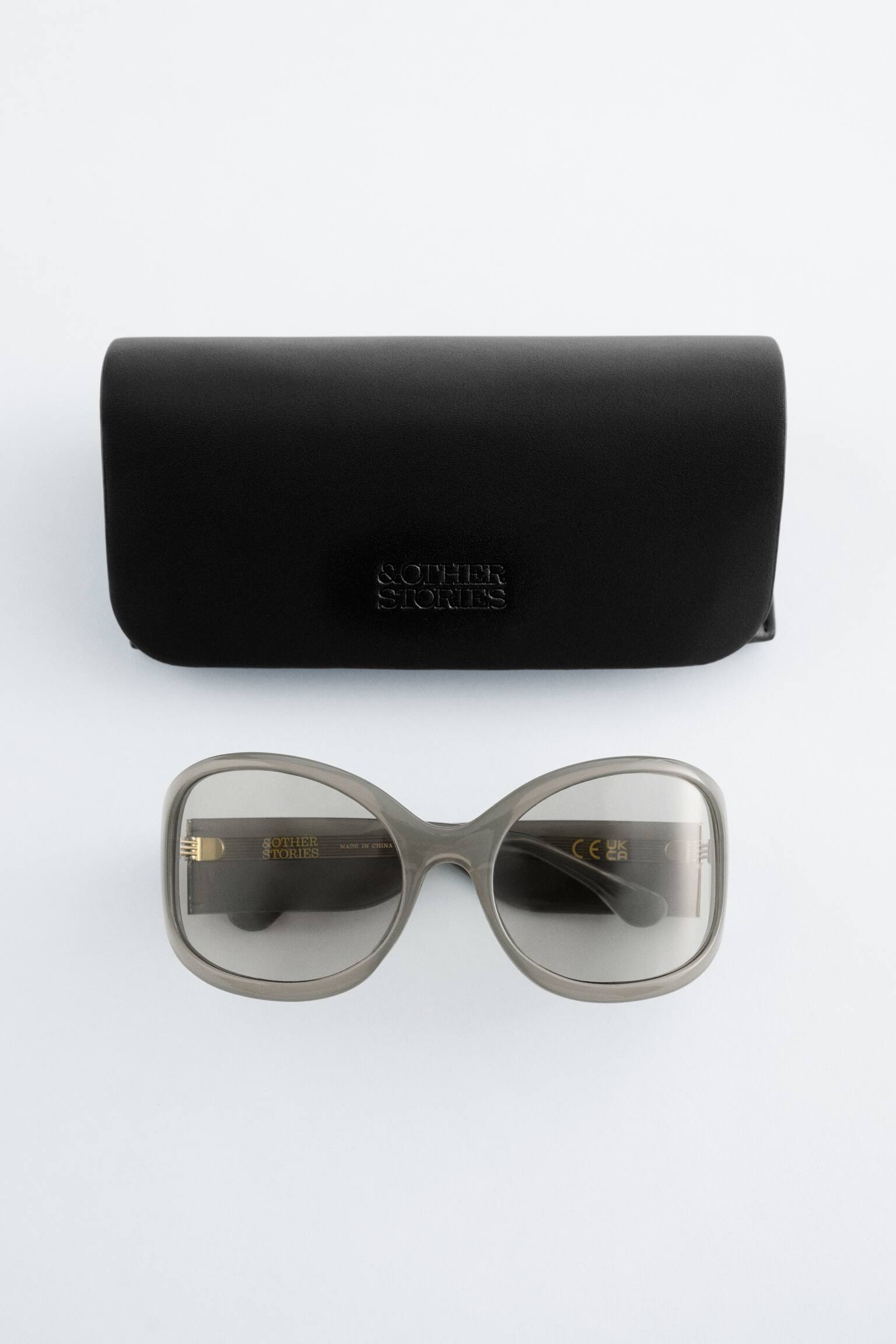 Duże owalne okulary przeciwsłoneczne - Szary/Przydymiony róż/Czarny - 2